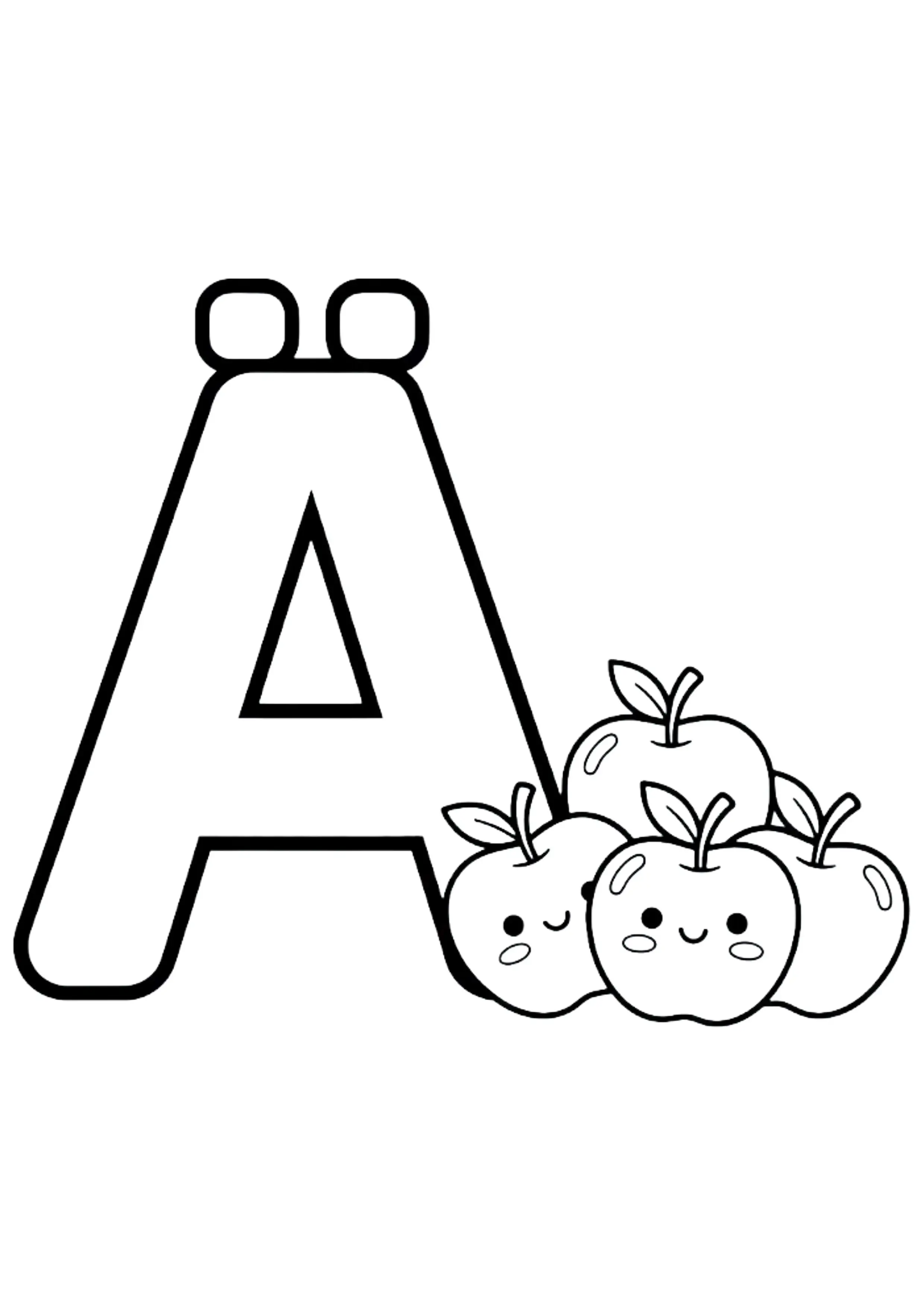 ABC Ausmalbild Buchstabe Ä wie Äpfel