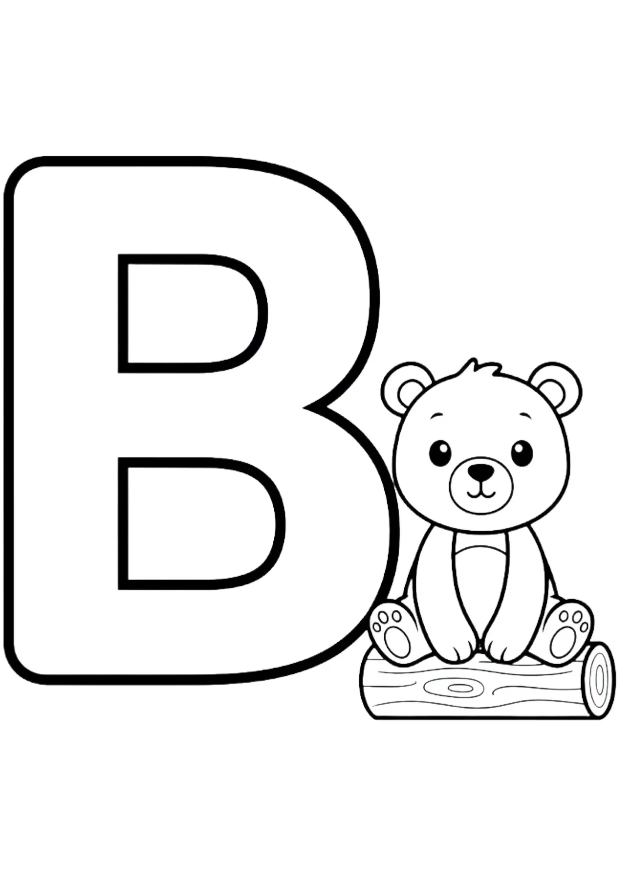 ABC Ausmalbild Buchstabe B wie Bär