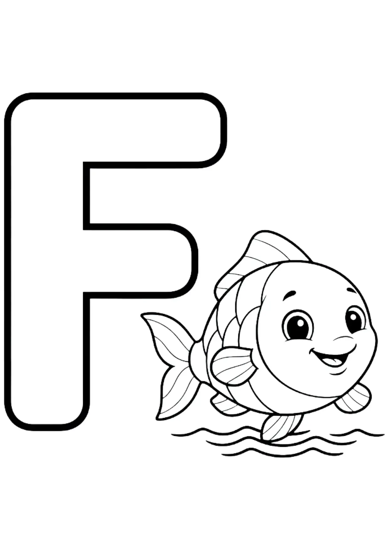 ABC Ausmalbild Buchstabe F wie Fisch