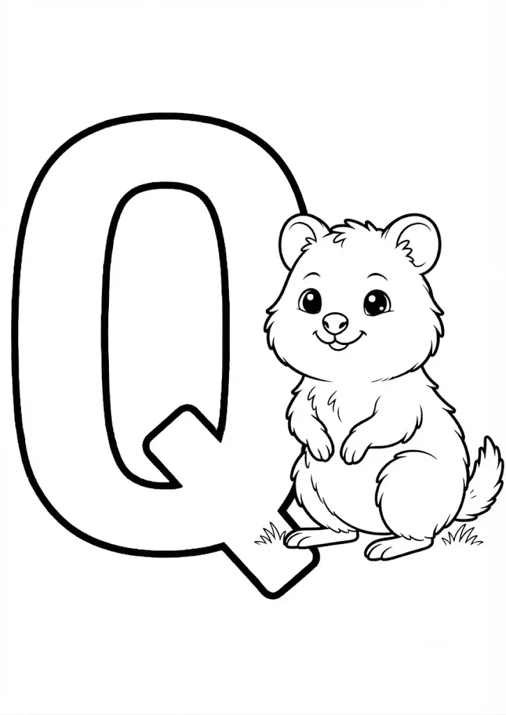 ABC coloring page letter Q for Quokka