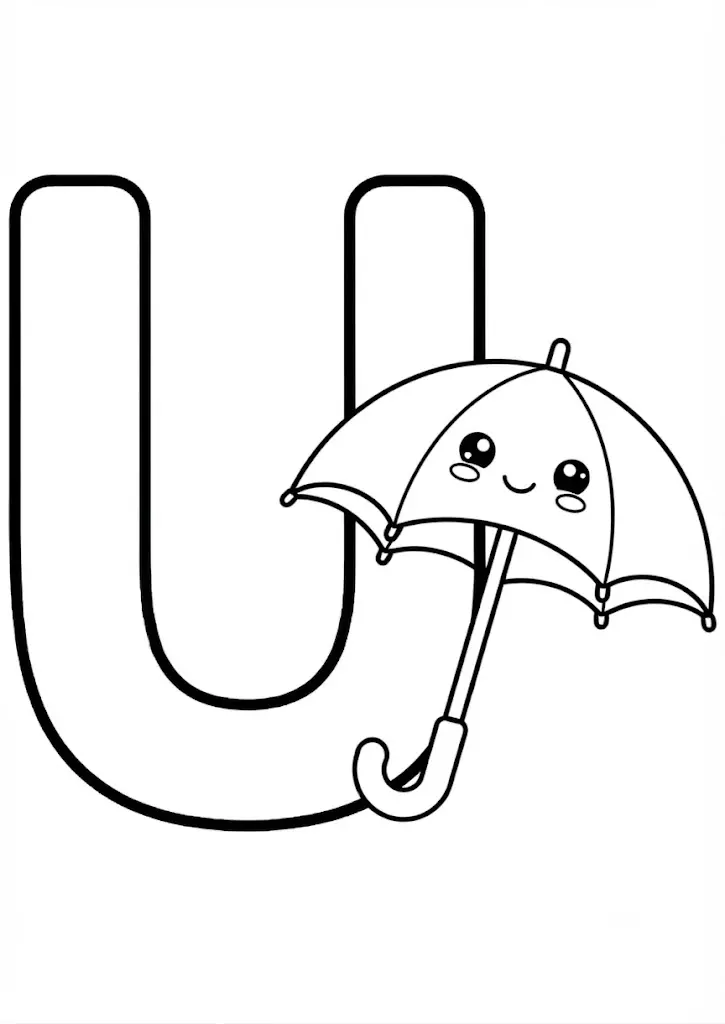 Letter U Umbrella coloring page for the Learn World