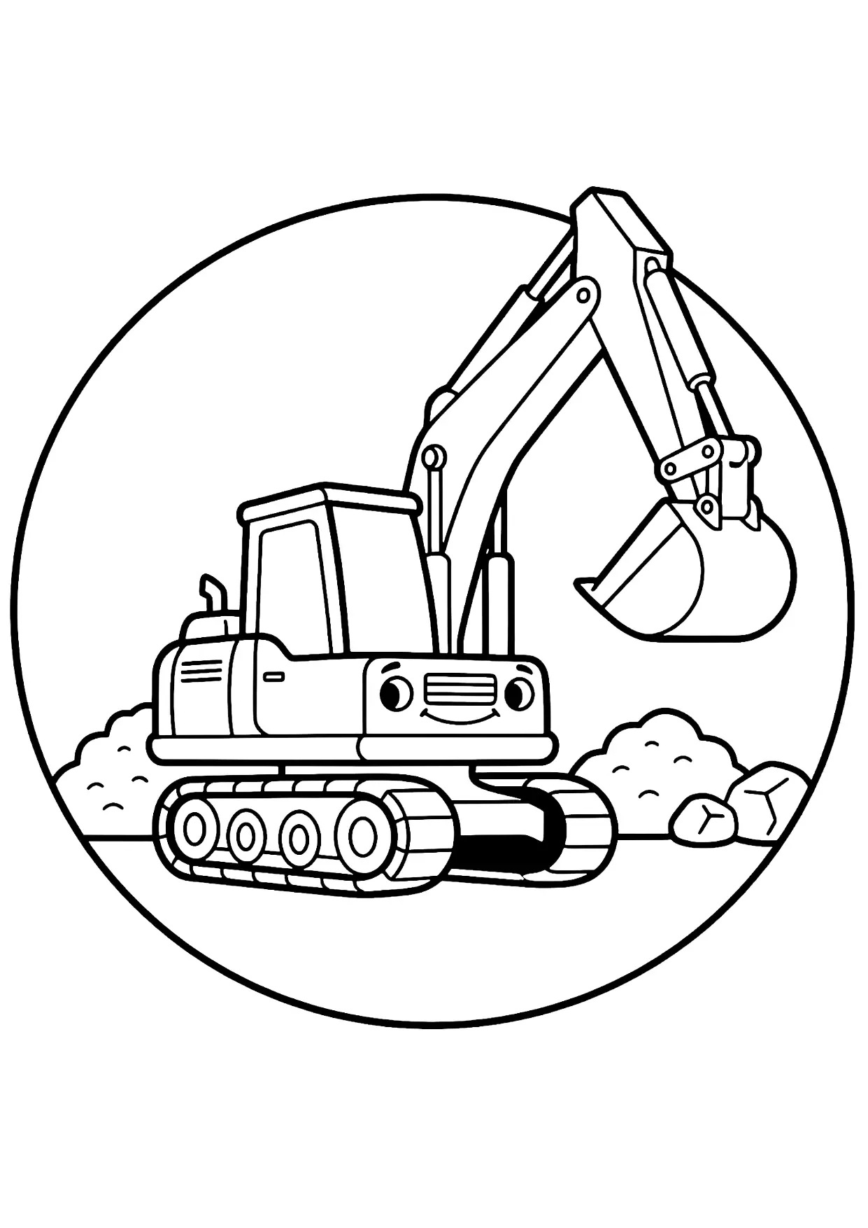 Einfaches Bagger Ausmalbild für Kleinkinder im Alter von 2 bis 4 Jahren