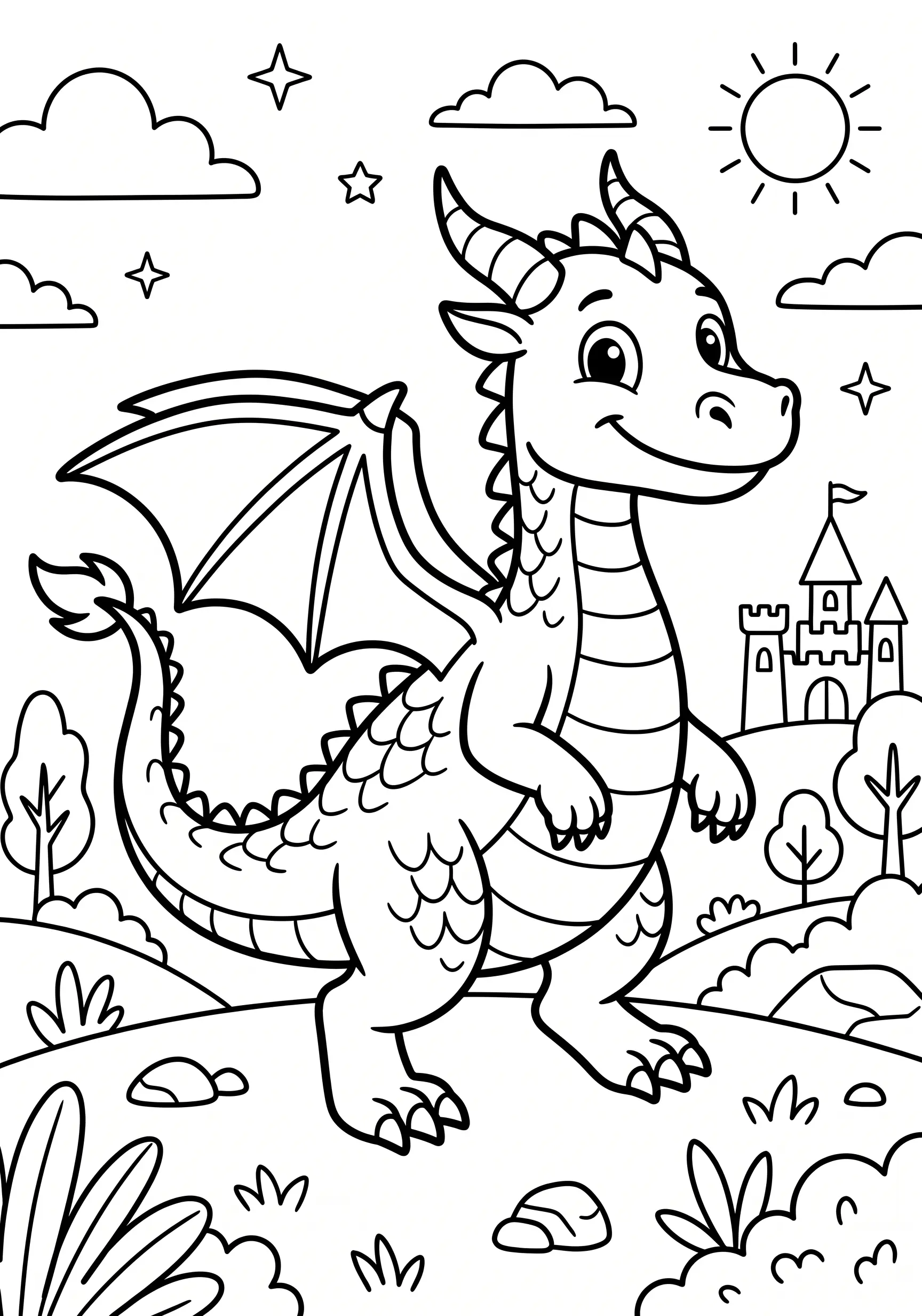 Free kite coloring page for kids ages 5–8