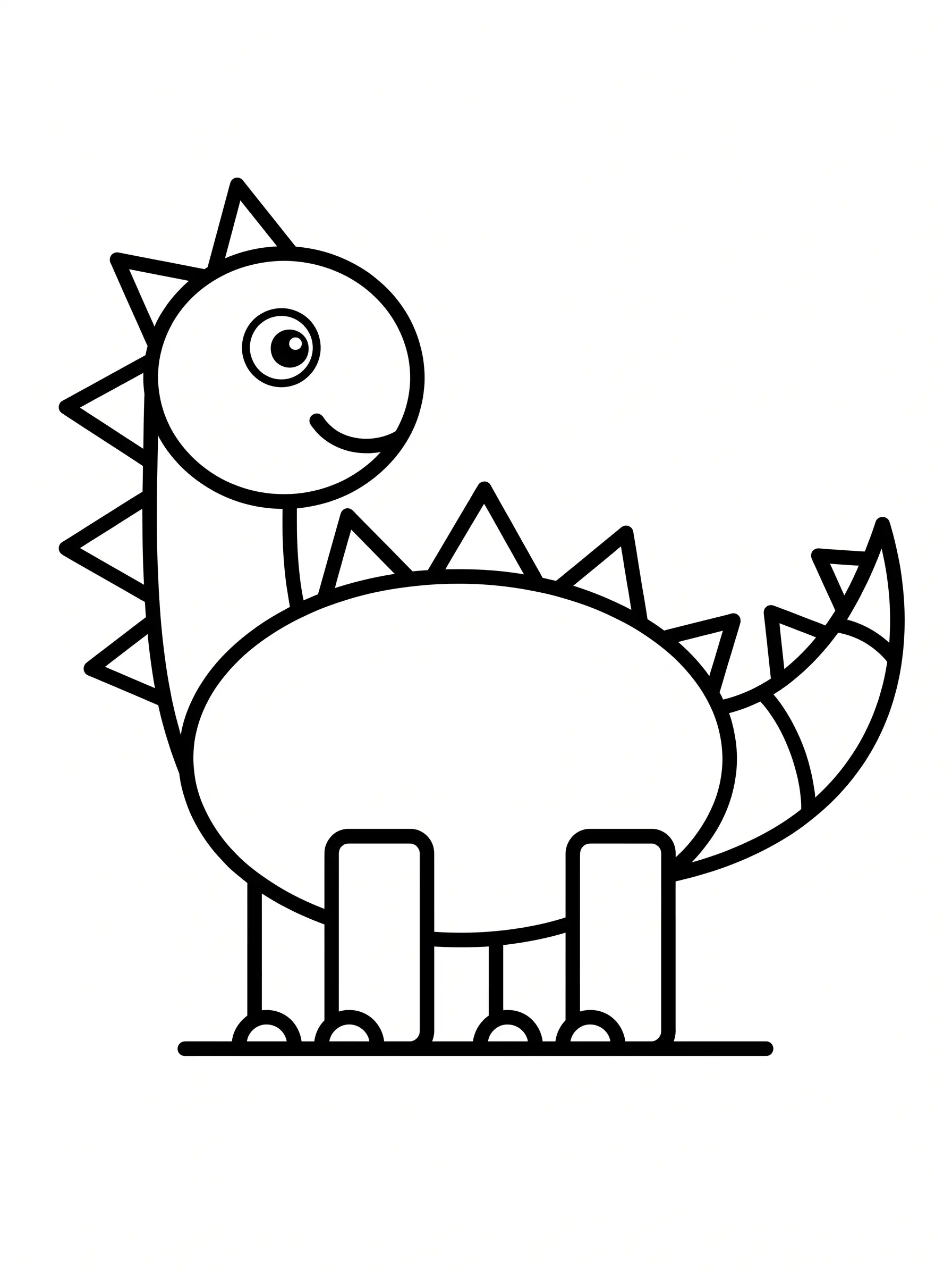 Dinosaur coloring page made of geometric shapes for shape learning
