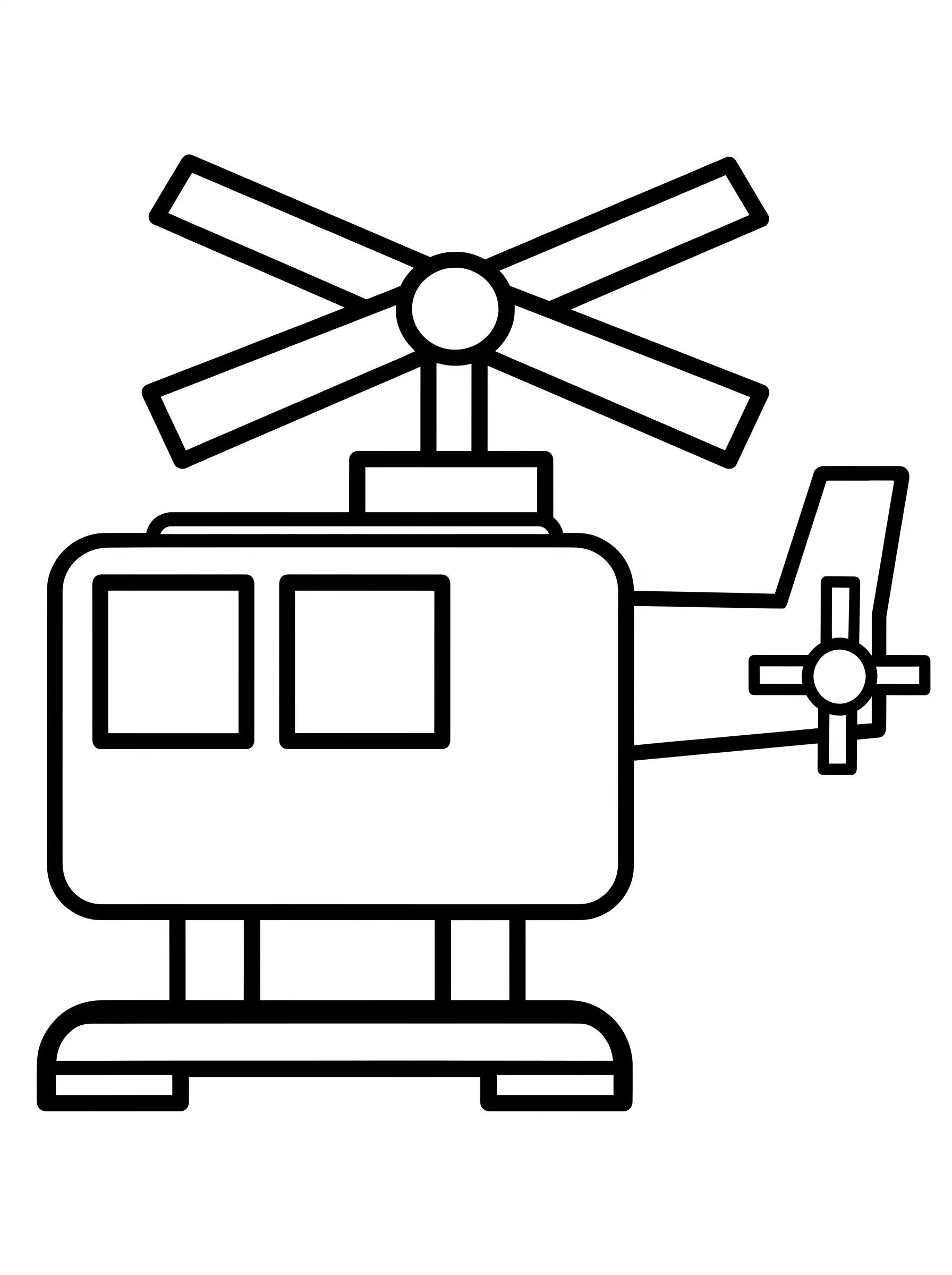 Helicopter coloring page made of geometric shapes for shape learning