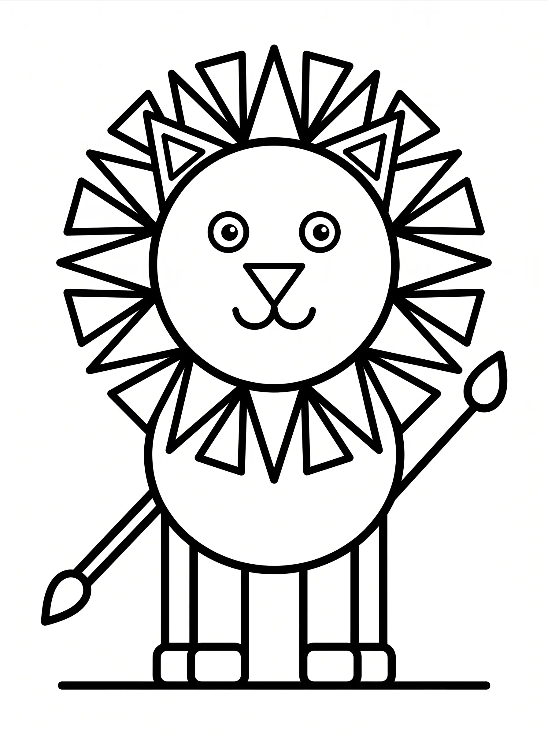 Löwe Ausmalbild aus geometrischen Formen für die Formen-Werkstatt