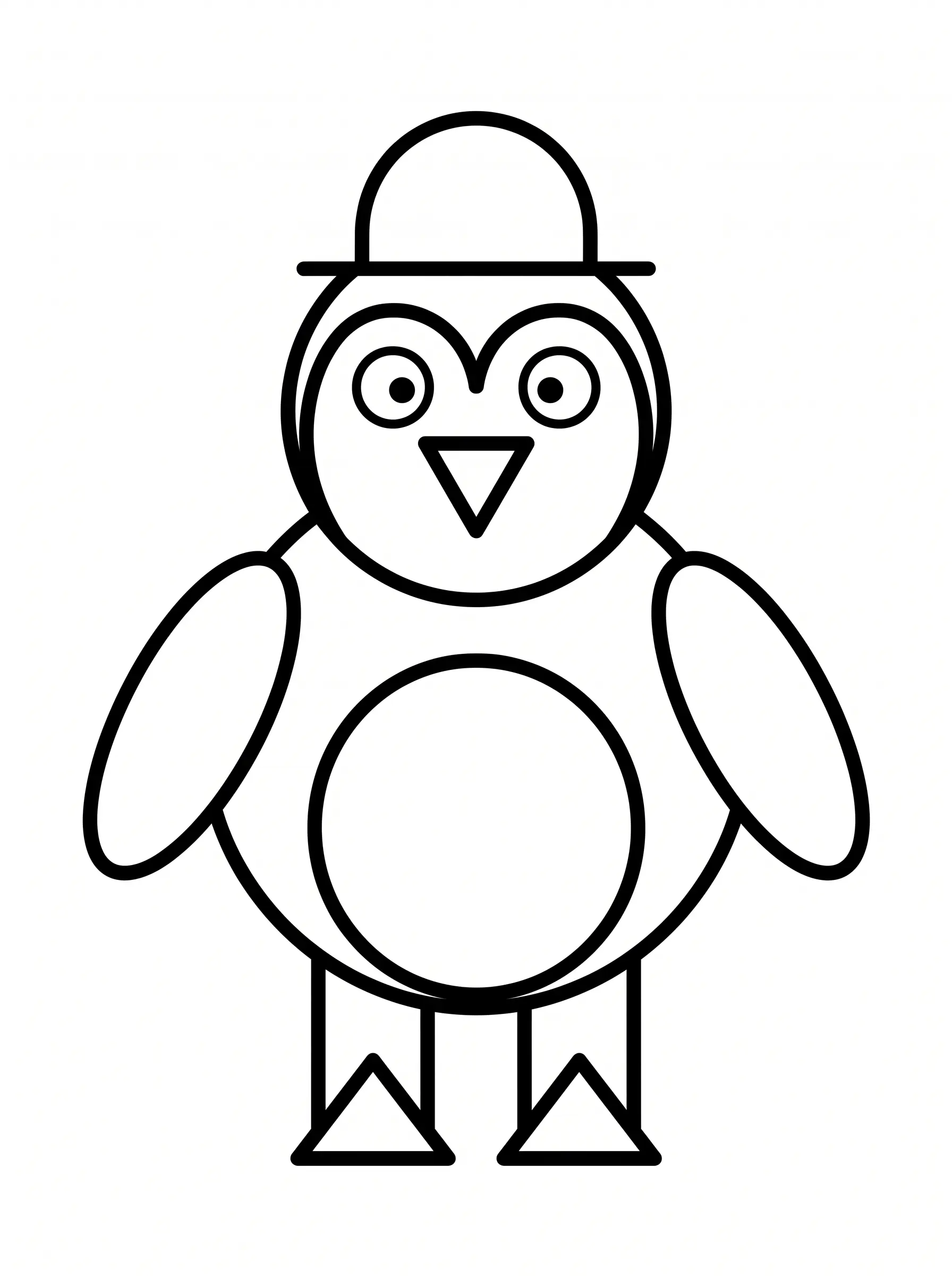 Penguin coloring page made of geometric shapes for shape learning