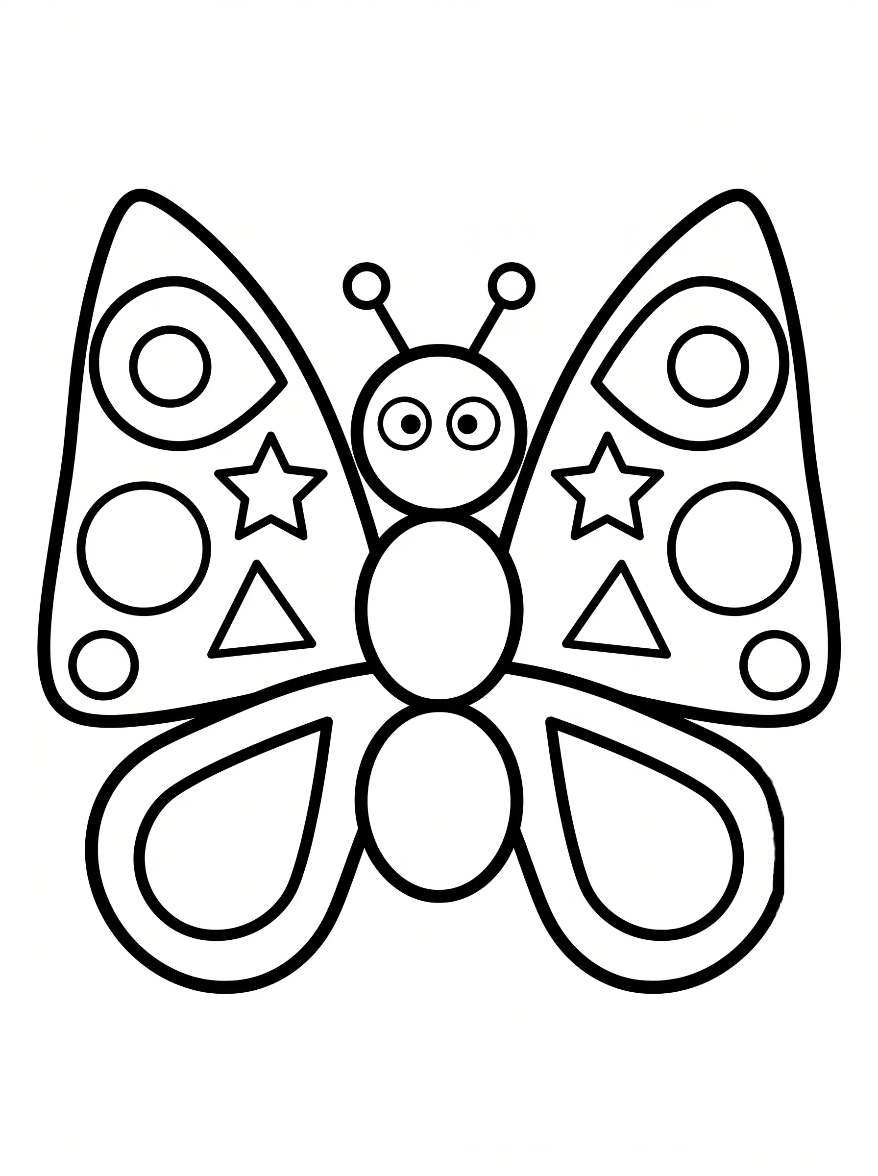 Schmetterling Ausmalbild aus geometrischen Formen für die Formen-Werkstatt