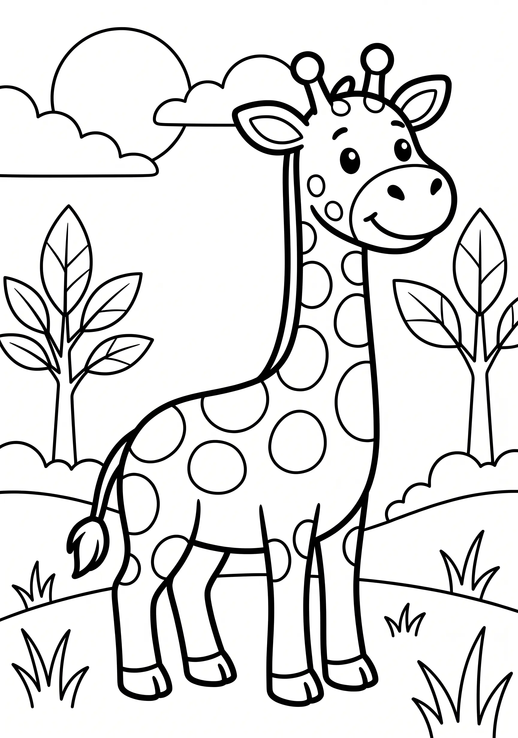 Giraffe Ausmalbild kostenlos für Kleinkinder 2-4 Jahre