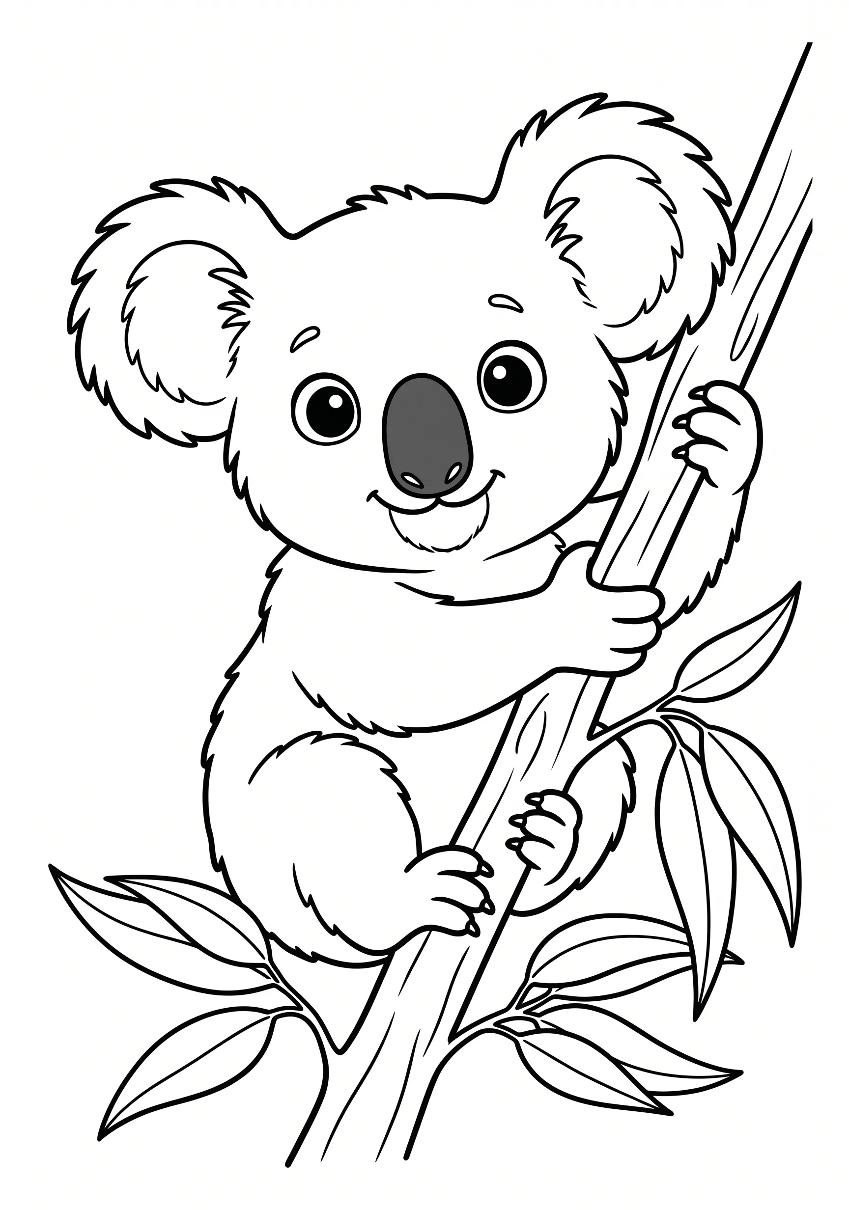Koala Ausmalbild kostenlos für Kinder 5-8 Jahre