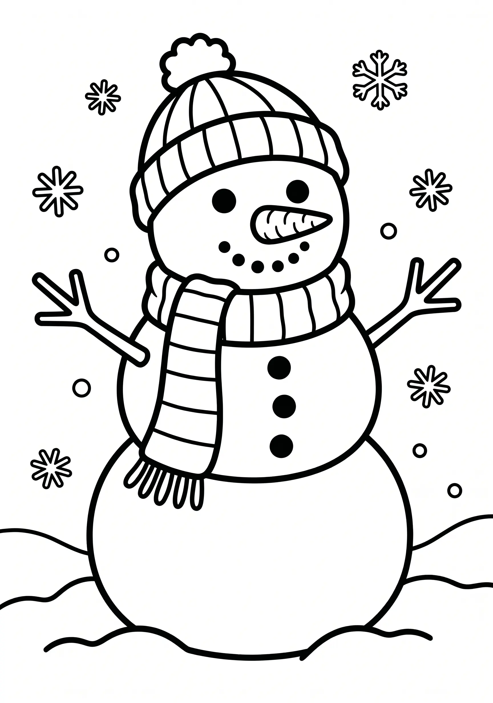 Schneemann Ausmalbild kostenlos für Kleinkinder 2-4 Jahre