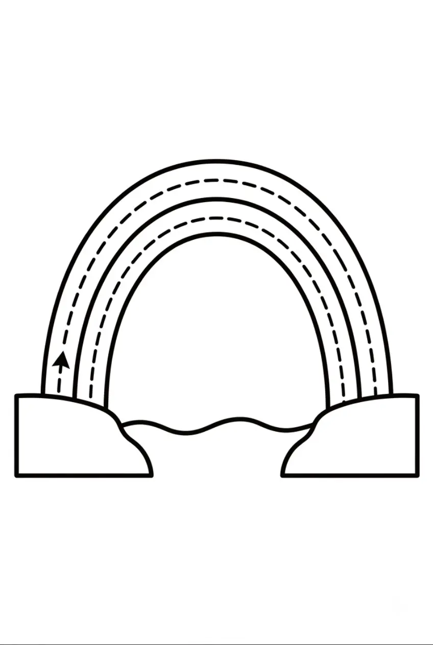 Schwungübung Brücke zum Nachfahren und Ausmalen