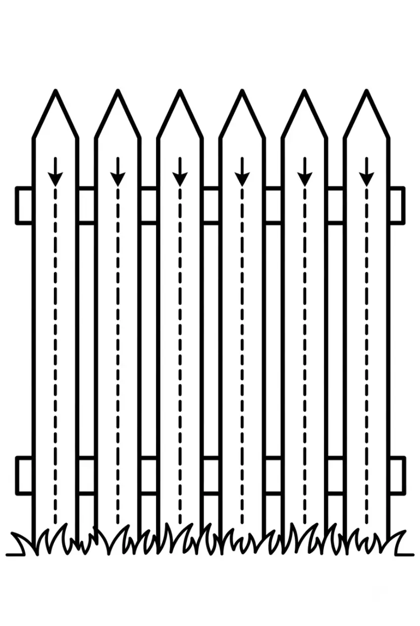 Fence tracing worksheet for coloring and handwriting practice