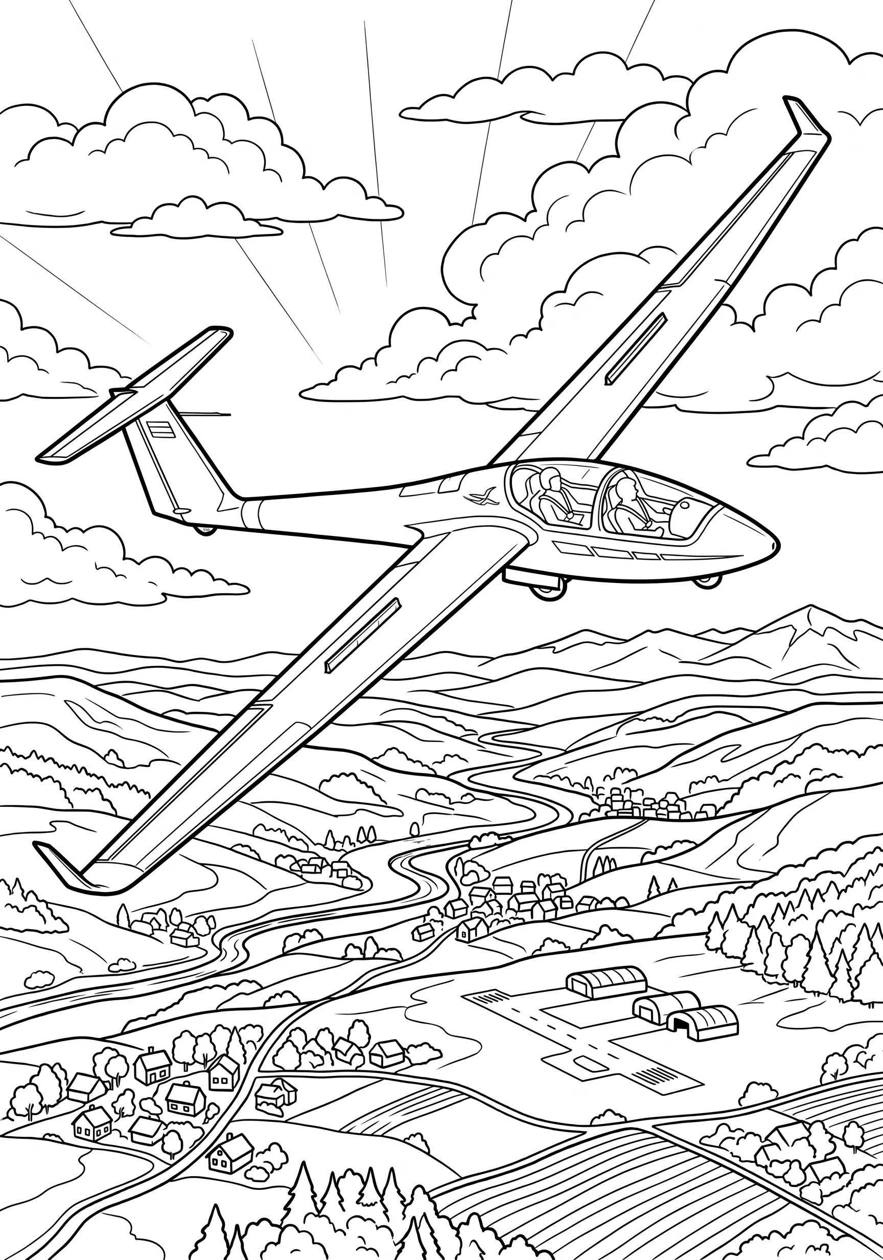 Glider coloring page free for kids ages 9 and up