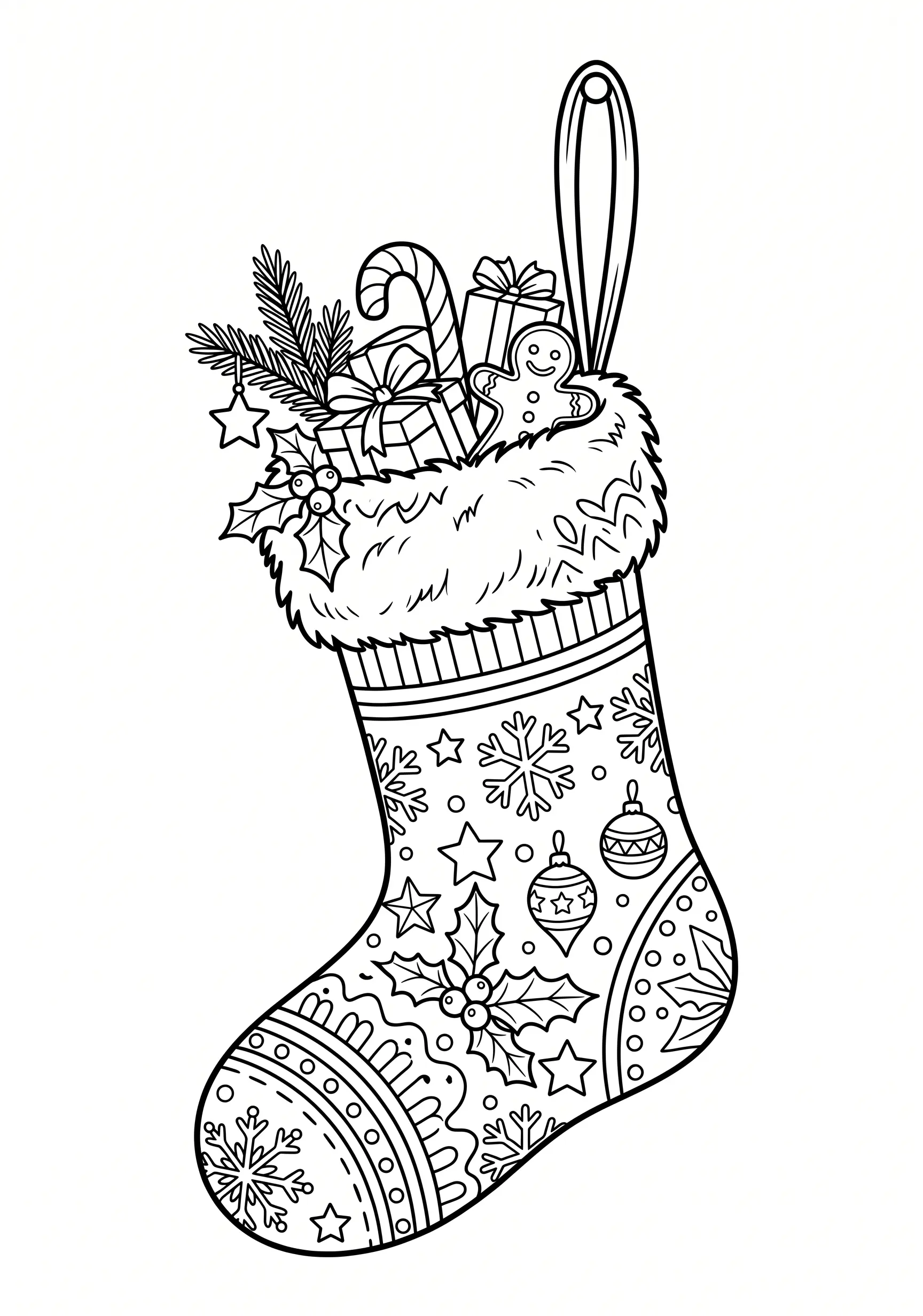 Christmas stocking coloring page free printable for toddlers ages 2-4 christmas