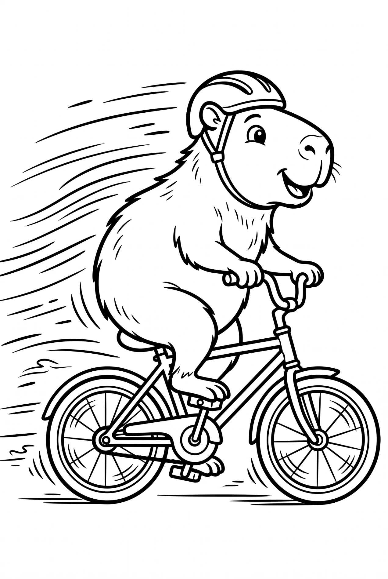 Capybara auf dem Fahrrad Ausmalbild