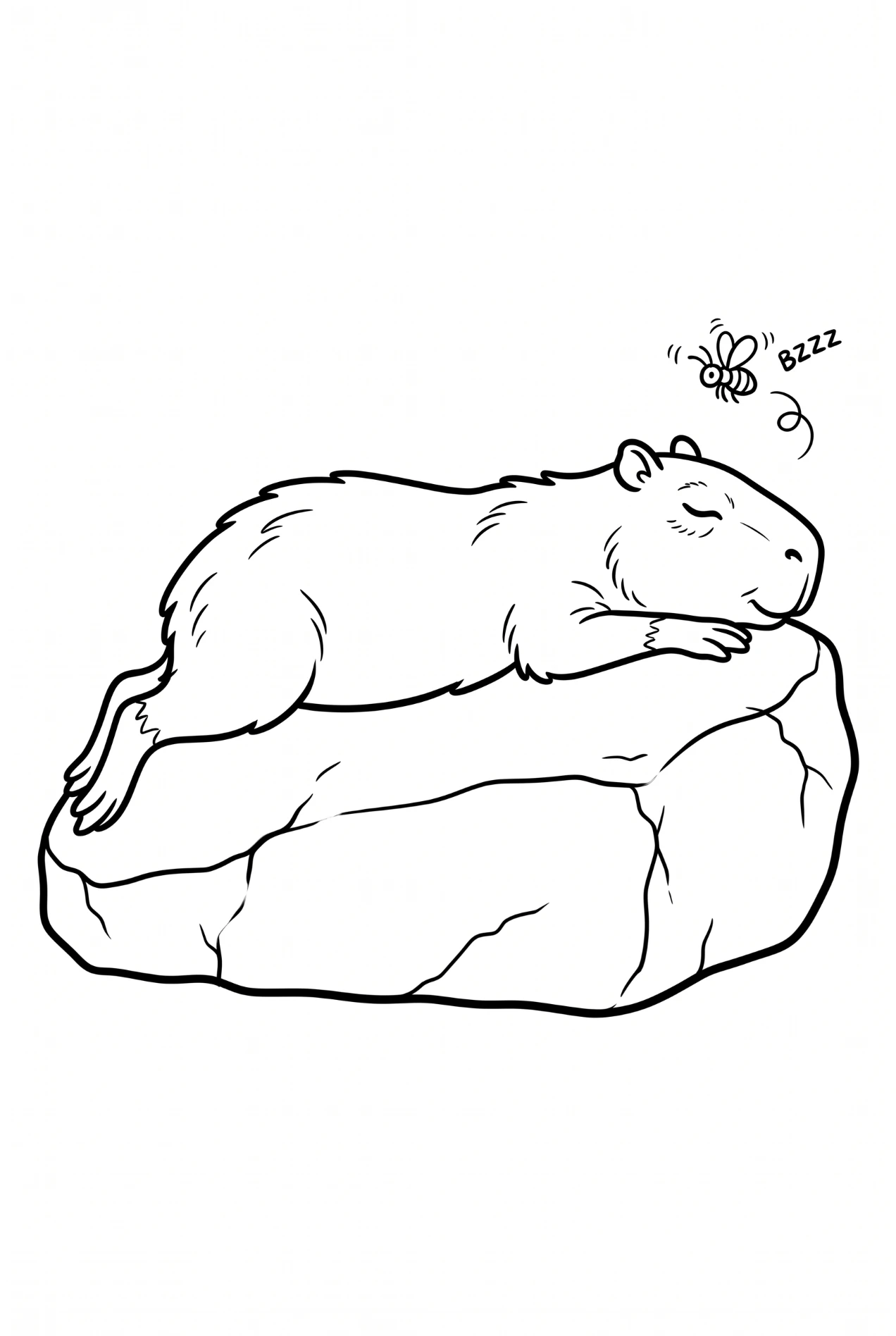 Capybara döst in der Sonne Ausmalbild