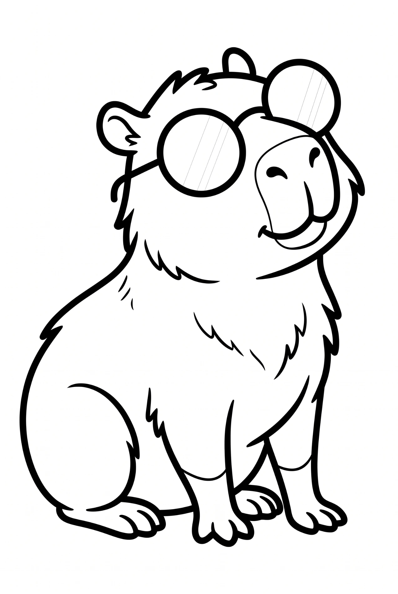 Capybara mit Sonnenbrille Ausmalbild