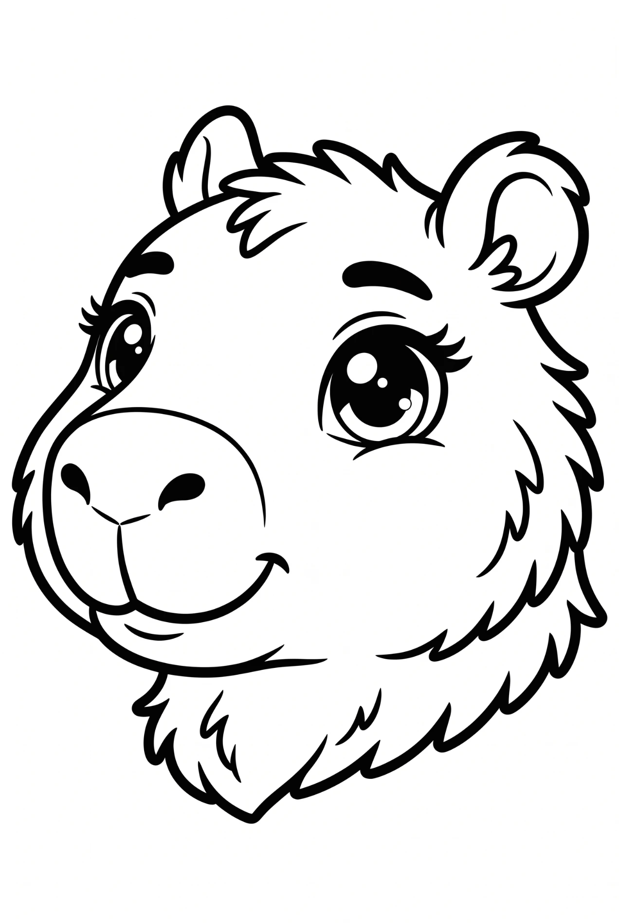 Cute capybara portrait coloring page
