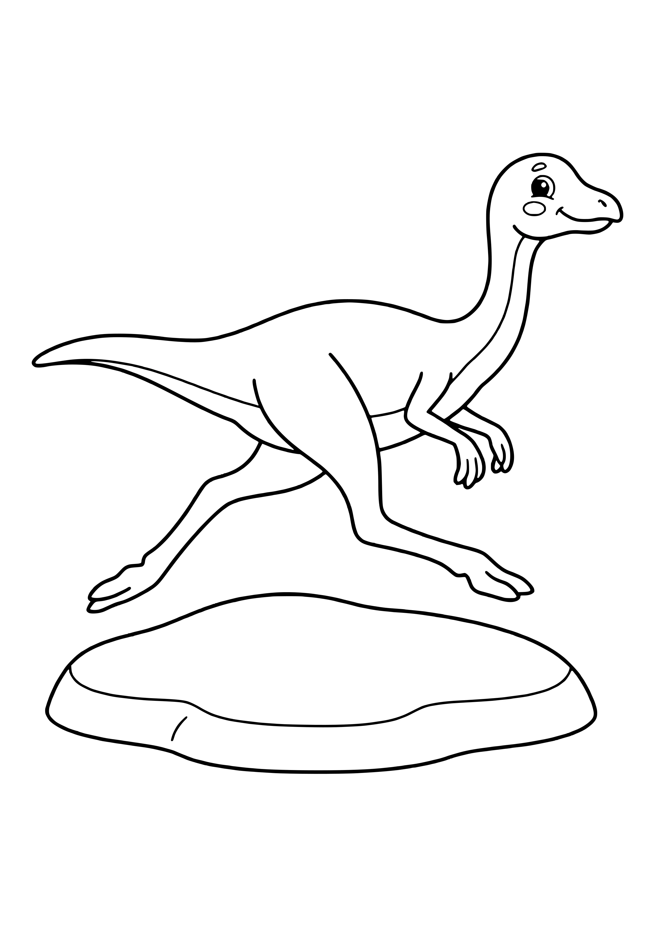 Slender Gallimimus running fast on long legs, looking like a big running bird – printable coloring page