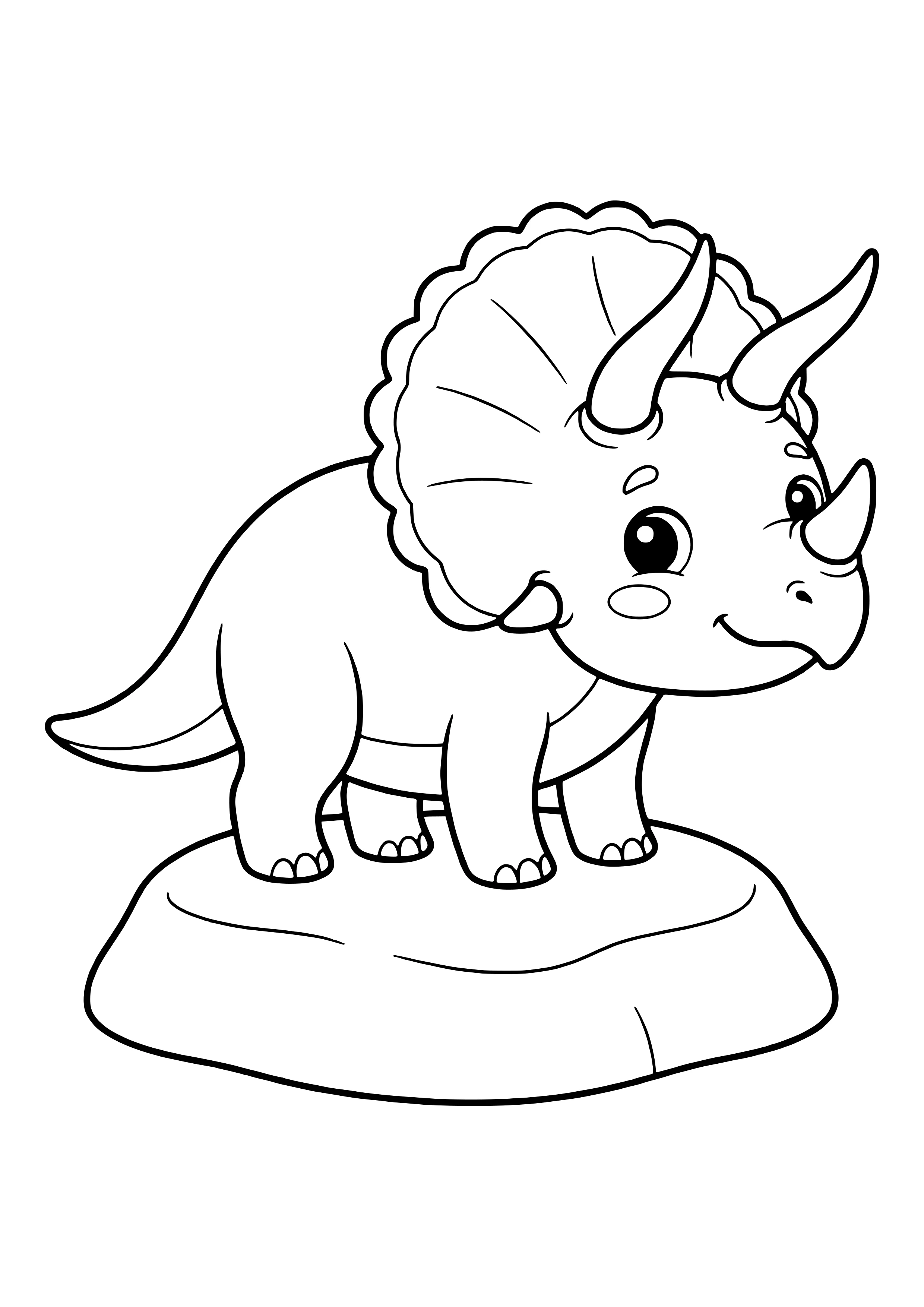 Pentaceratops with a large wavy-edged neck frill and several horns – printable coloring page