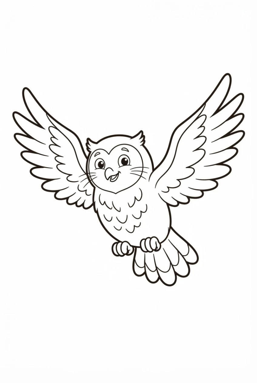 Eule im Flug Ausmalbild