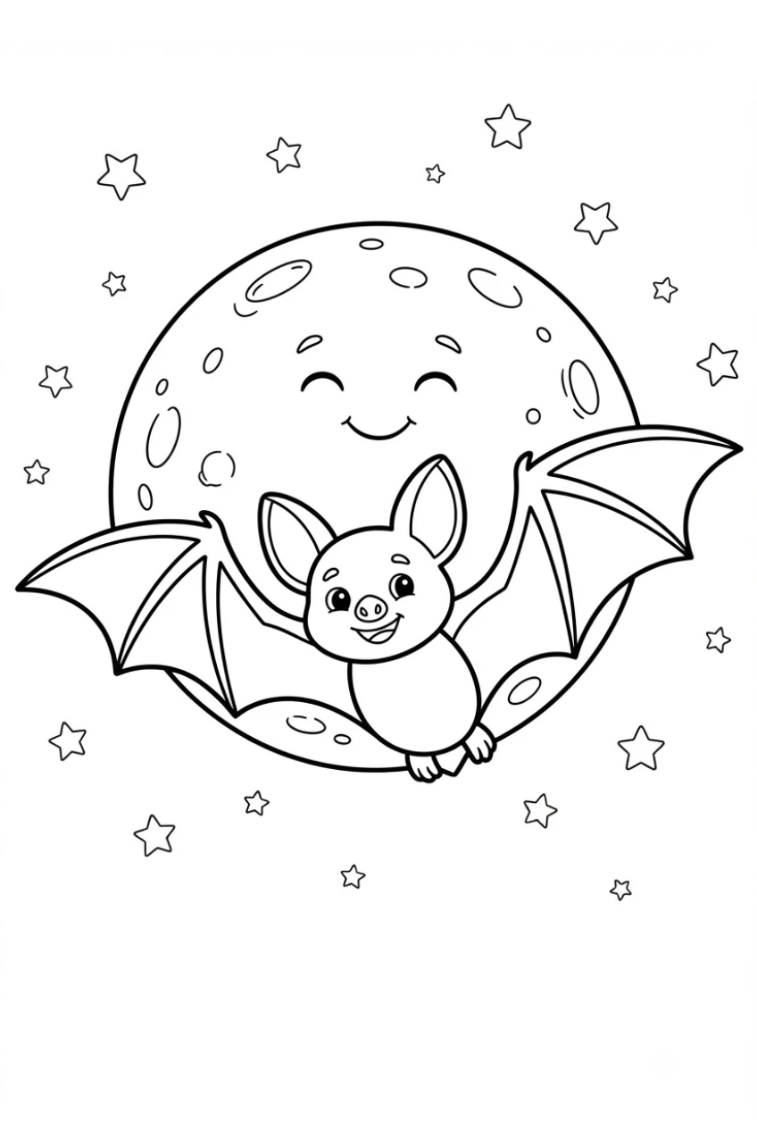 Fledermaus fliegend Ausmalbild