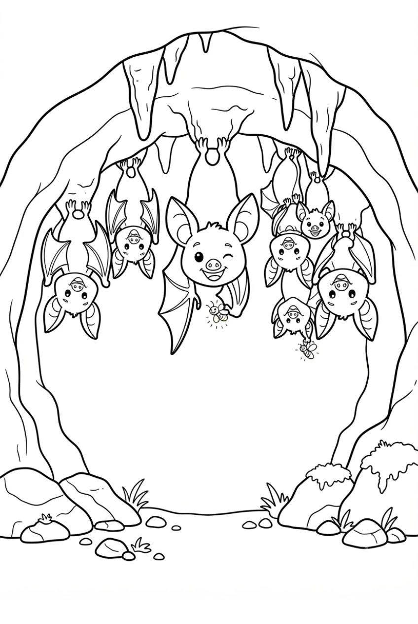 Fledermaus-Höhle Ausmalbild