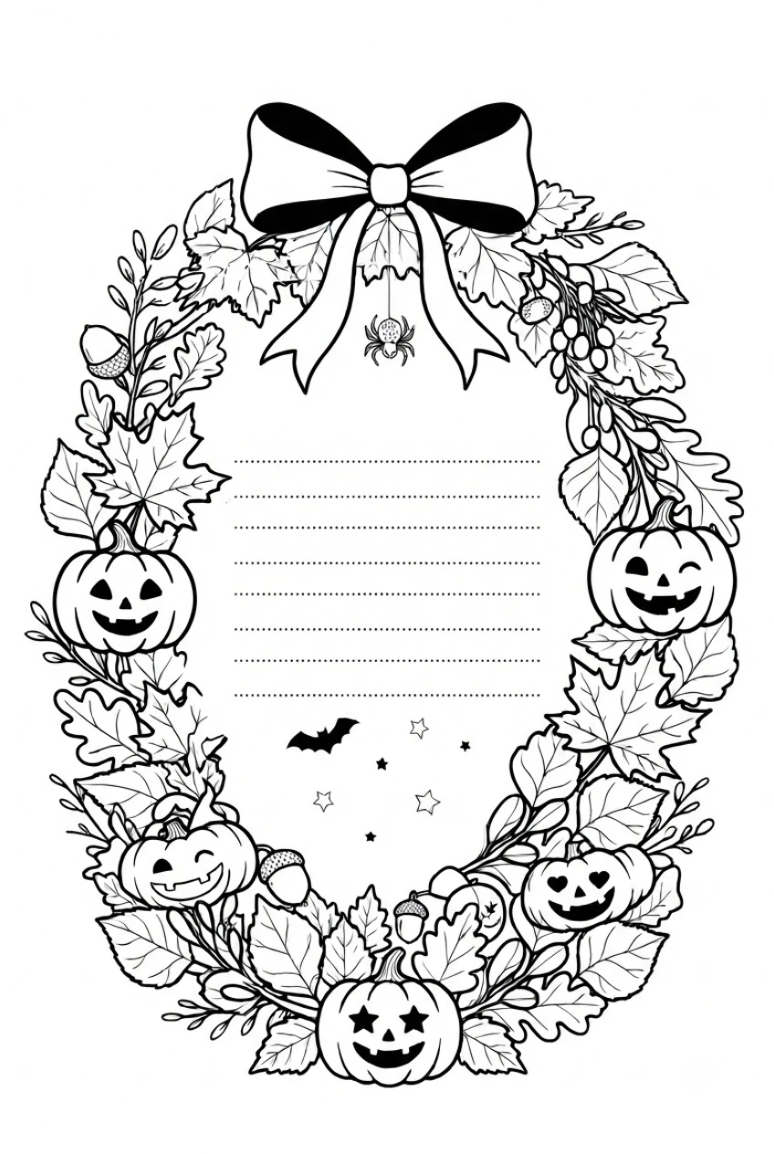 Halloween-Einladungskarte Ausmalbild
