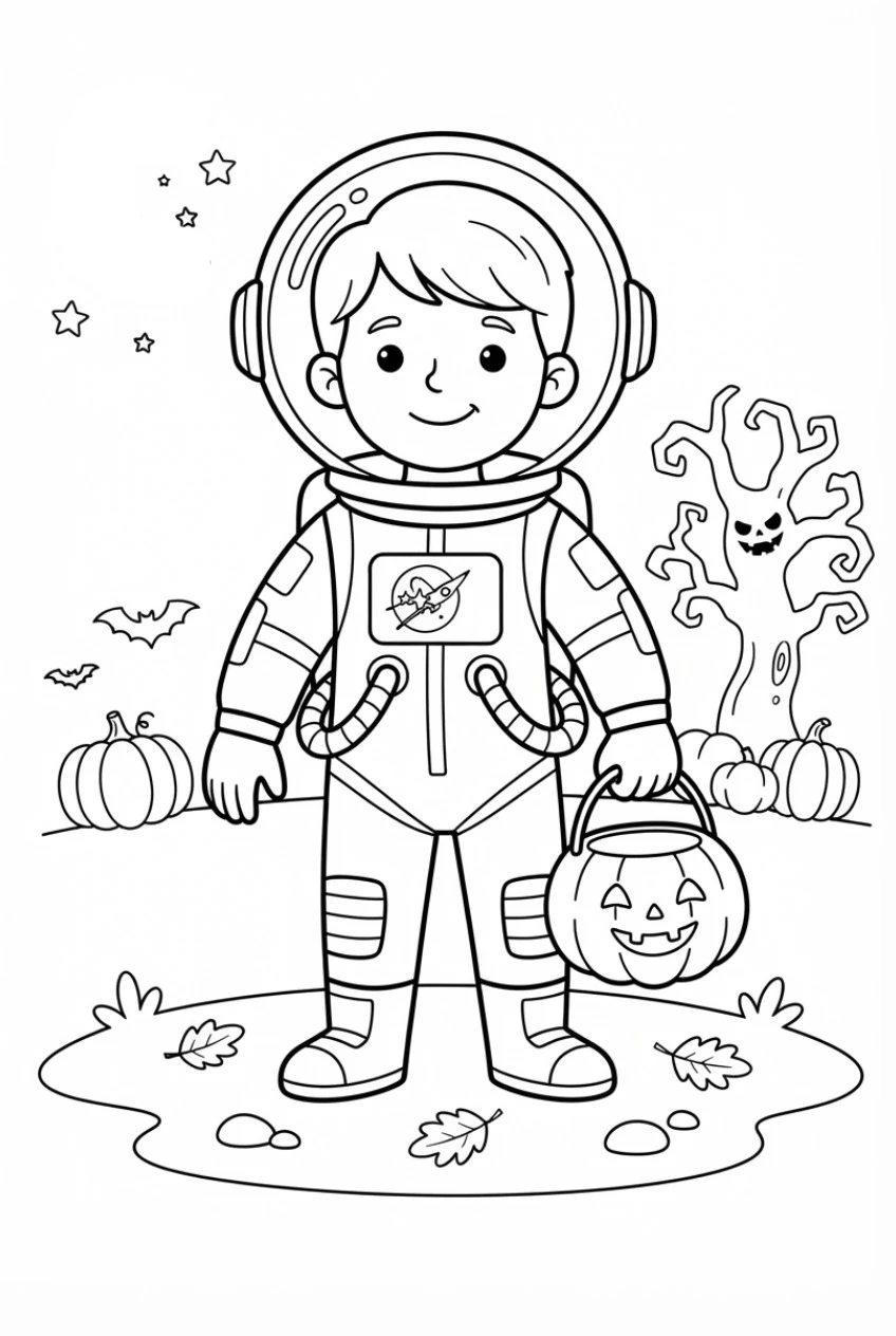 Kind als Astronaut Ausmalbild