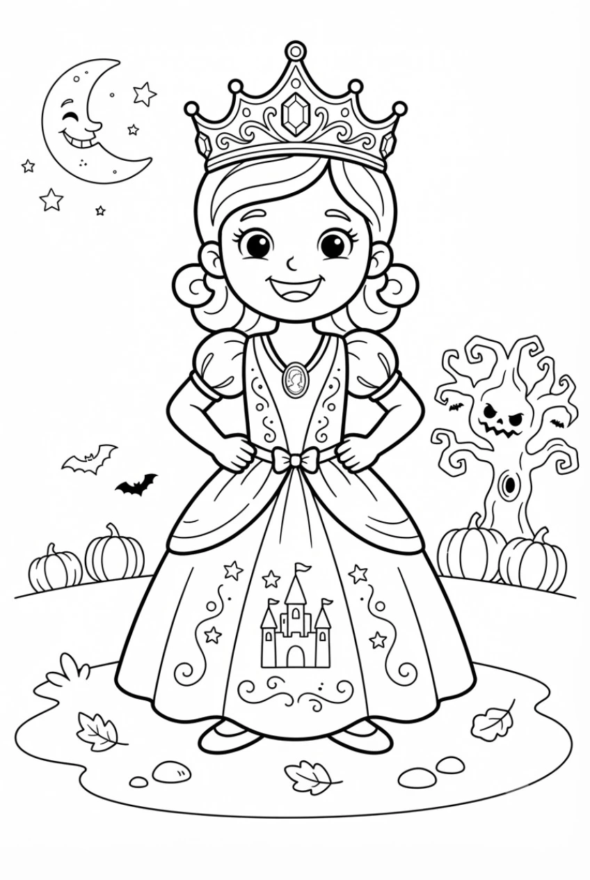 Kind als Prinzessin Ausmalbild