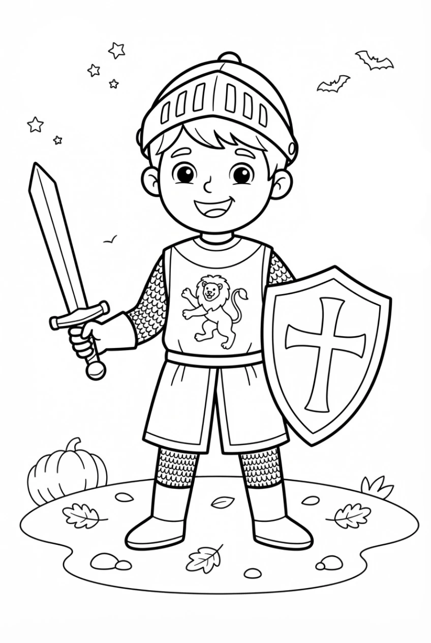 Kind als Ritter Ausmalbild