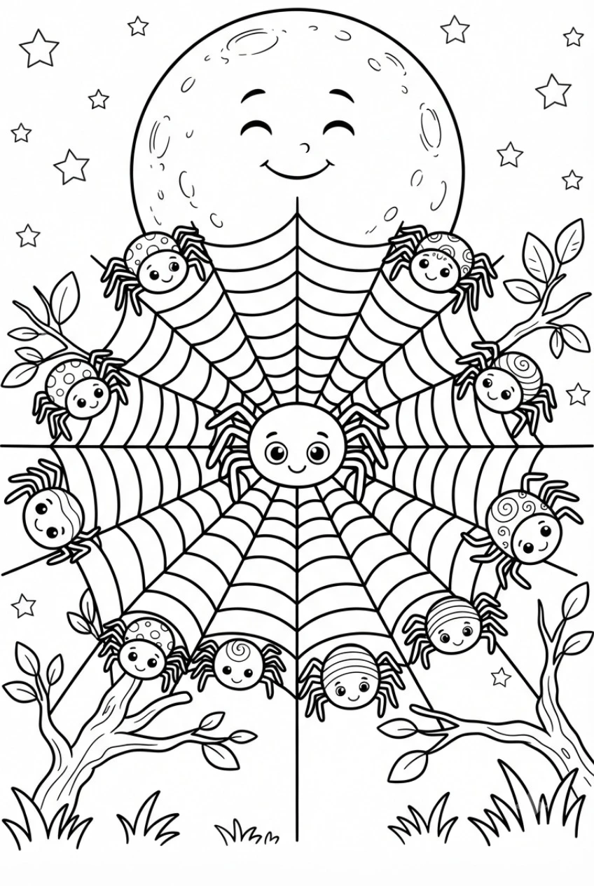 Spinnenfamilie Ausmalbild