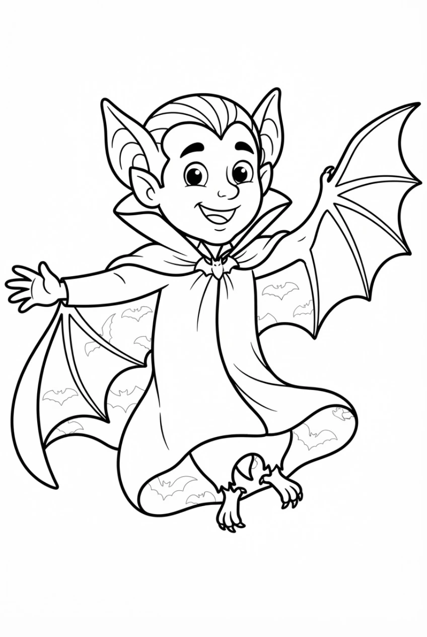 Vampir-Fledermaus-Verwandlung Ausmalbild