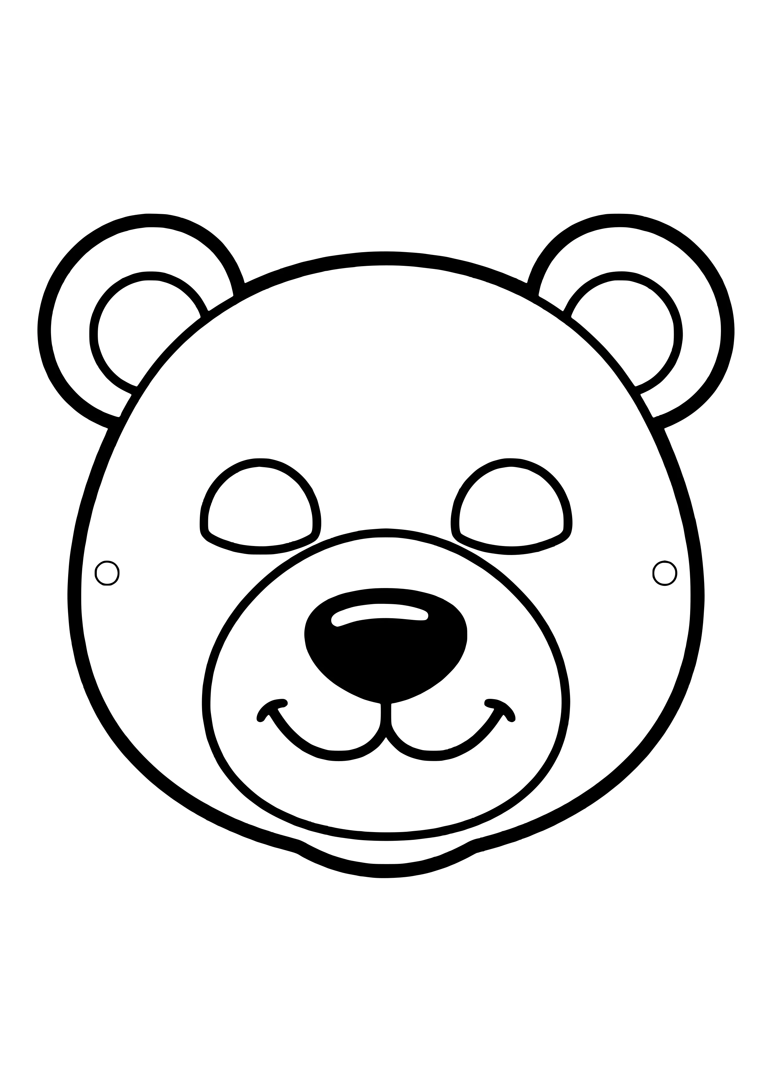 Printable bear mask with round ears, an oval snout, a big nose, and a smile, ready to color