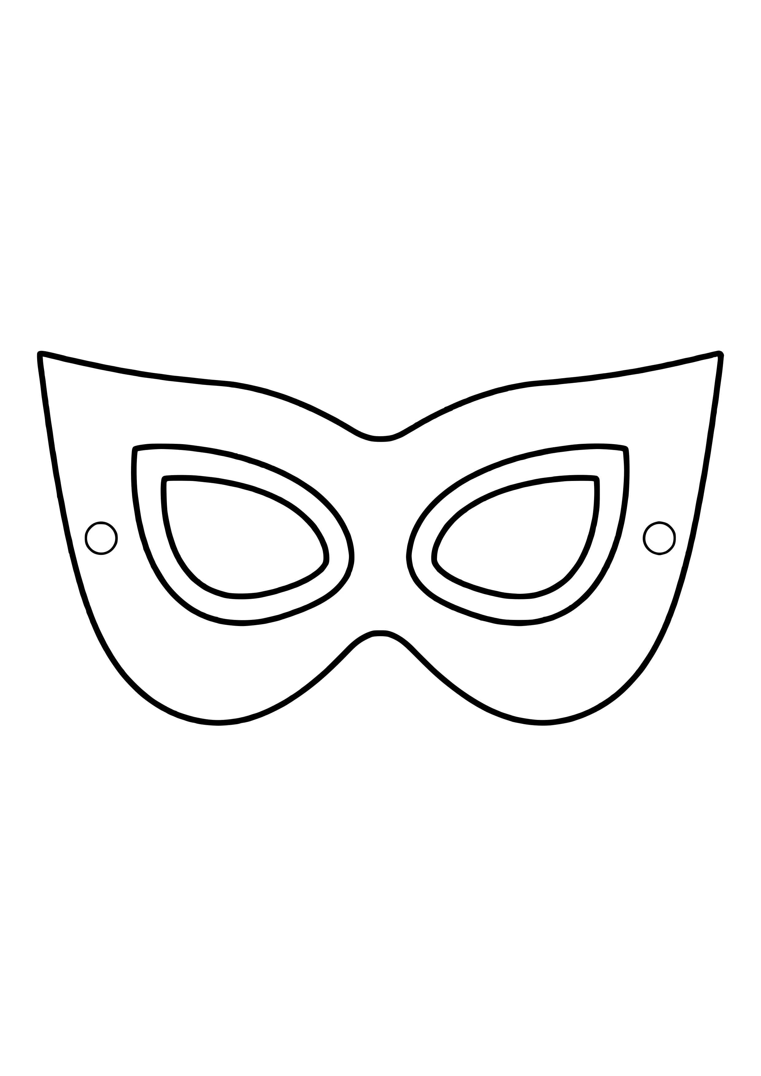 Blank superhero eye mask template with pointed outer corners, ready to print