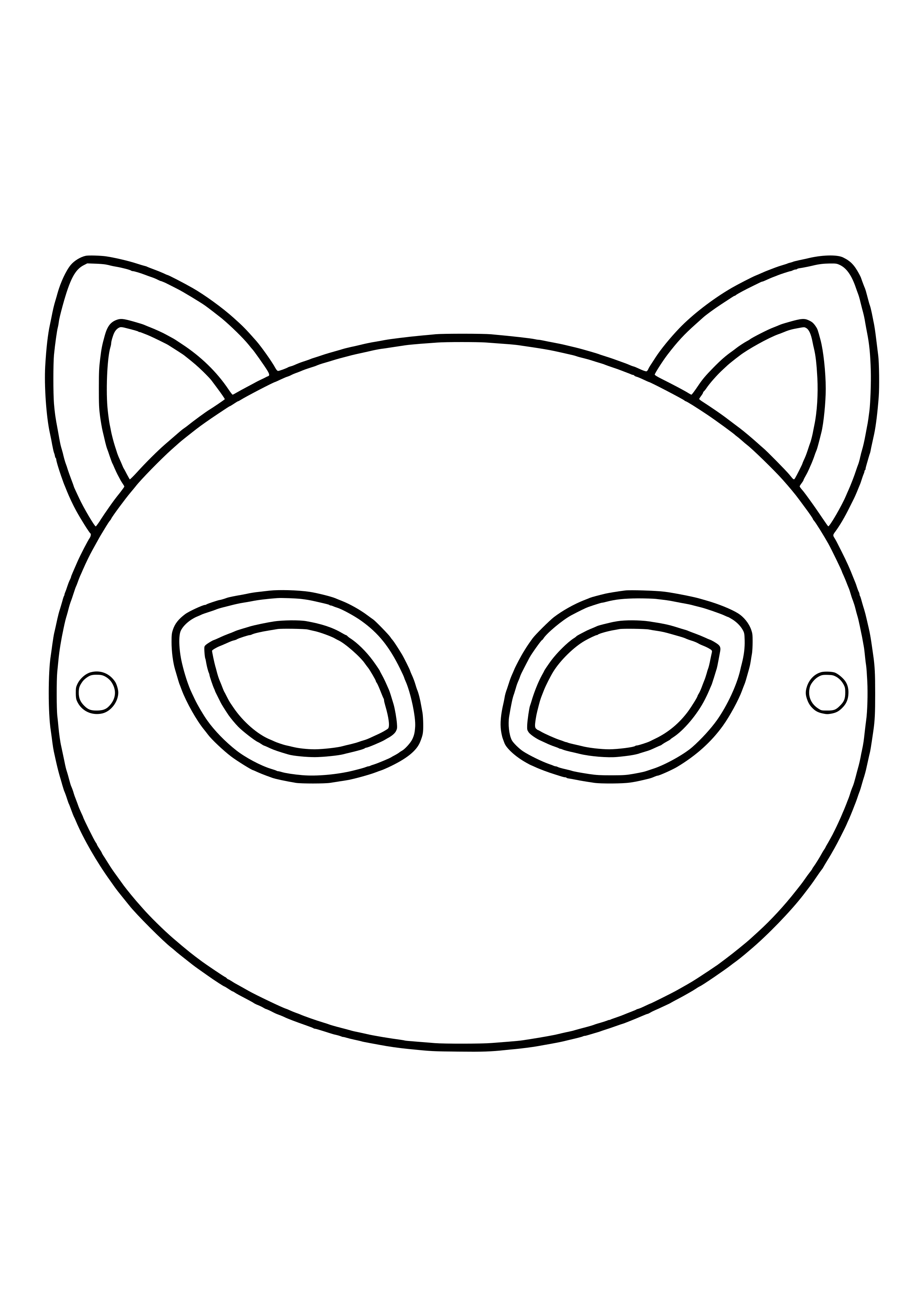 Runde Blanko-Tiermaske mit zwei spitzen Ohren als Grundform für jedes Tier zum Ausdrucken