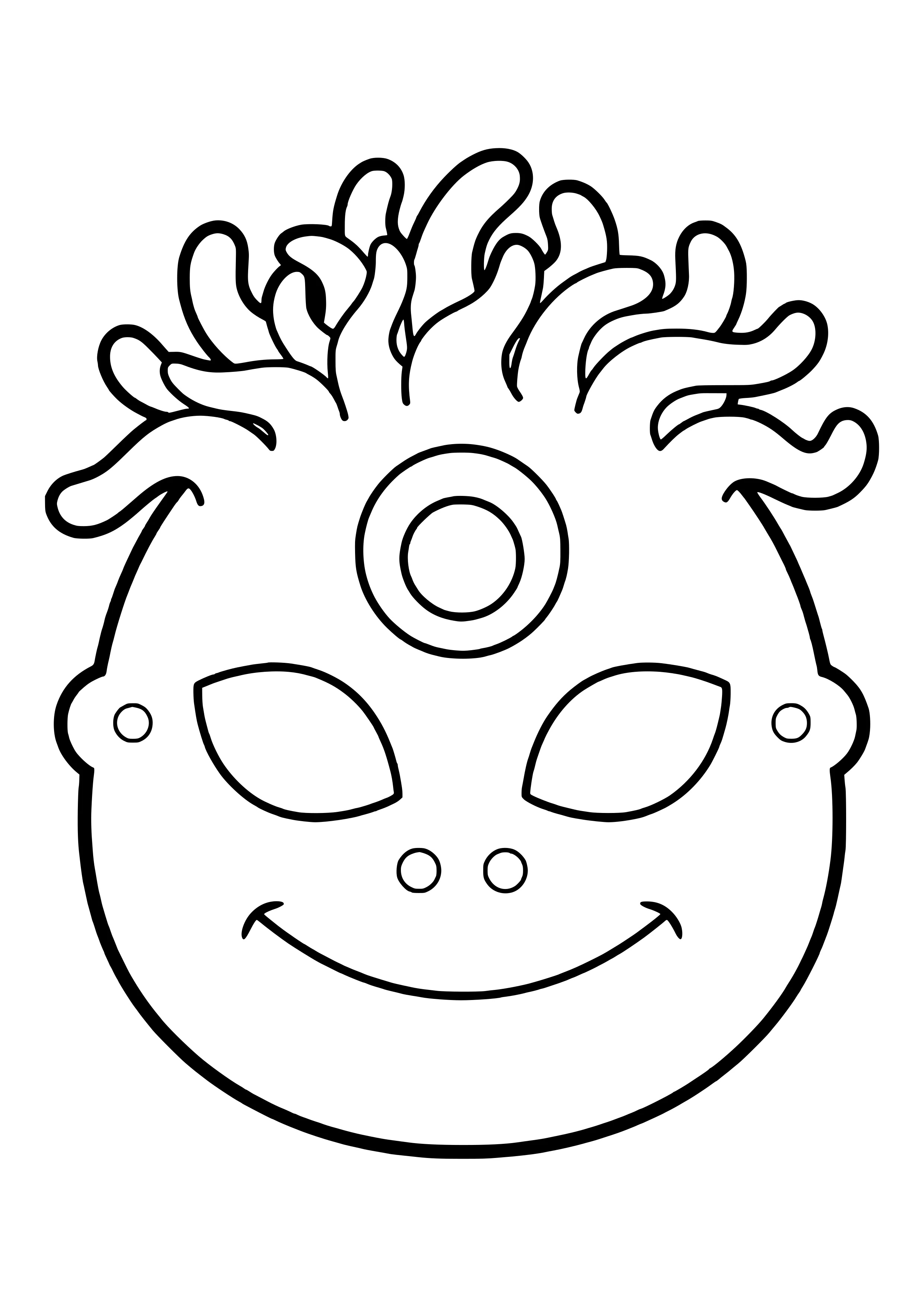 Silly three-eyed monster mask with a big forehead eye and tentacle hair, ready to print