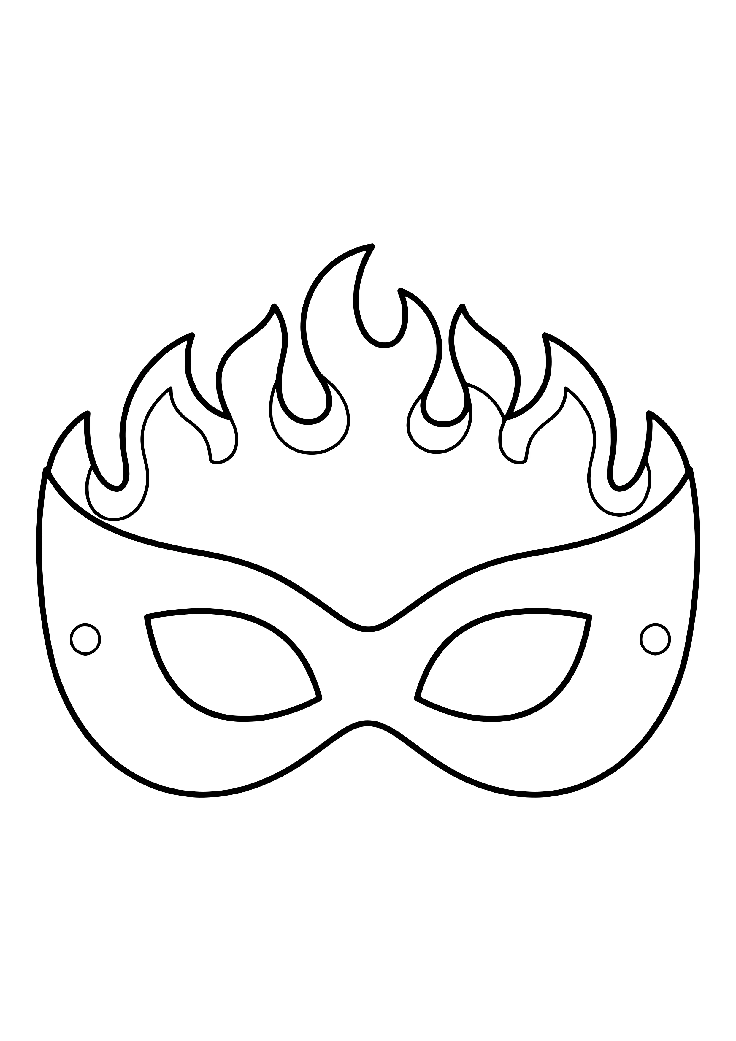 Superhero eye mask with big curvy flames along the top, ready to print