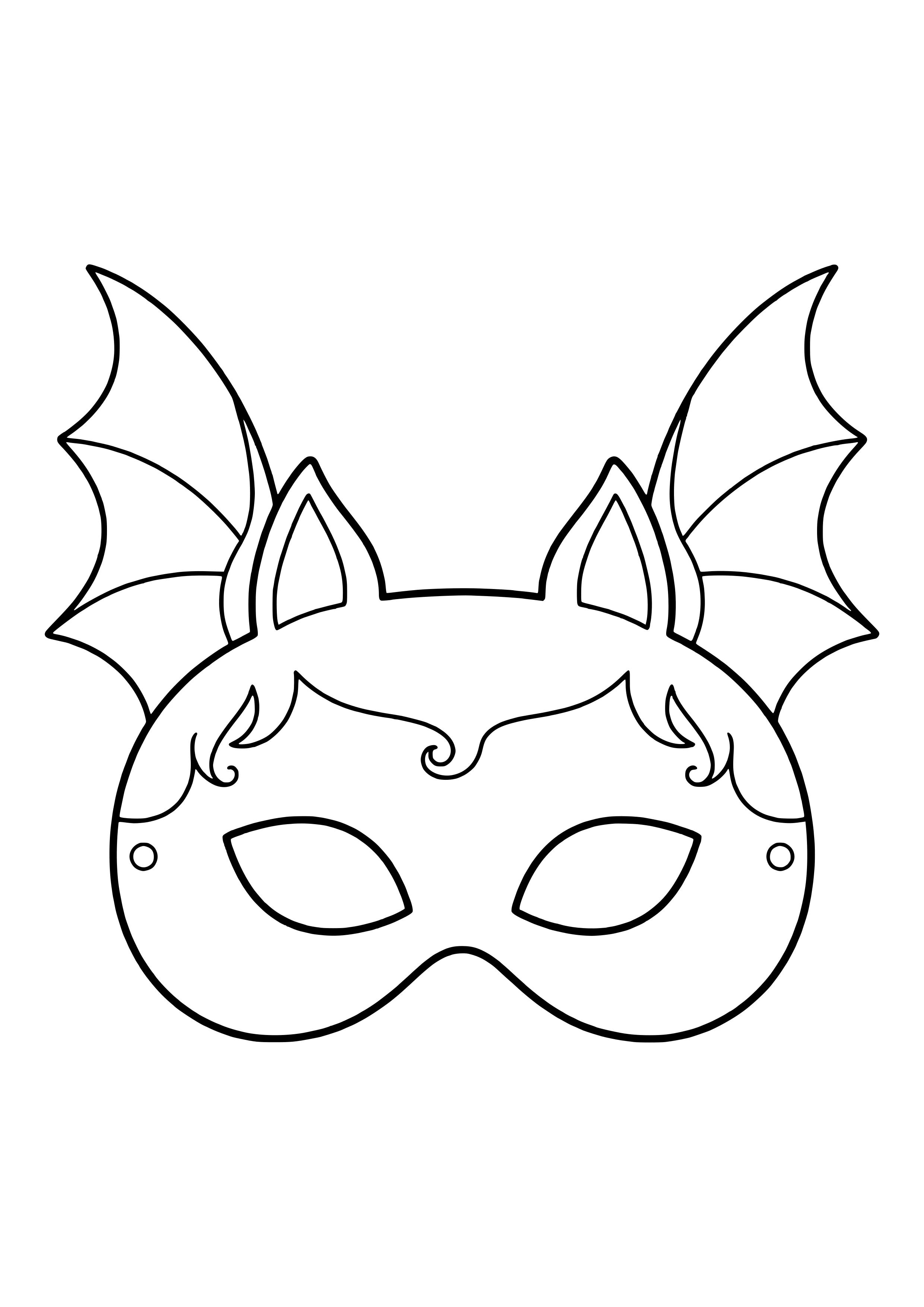 Fledermaus Augenmaske mit großen gezackten Flügeln und spitzen Ohren zum Ausdrucken