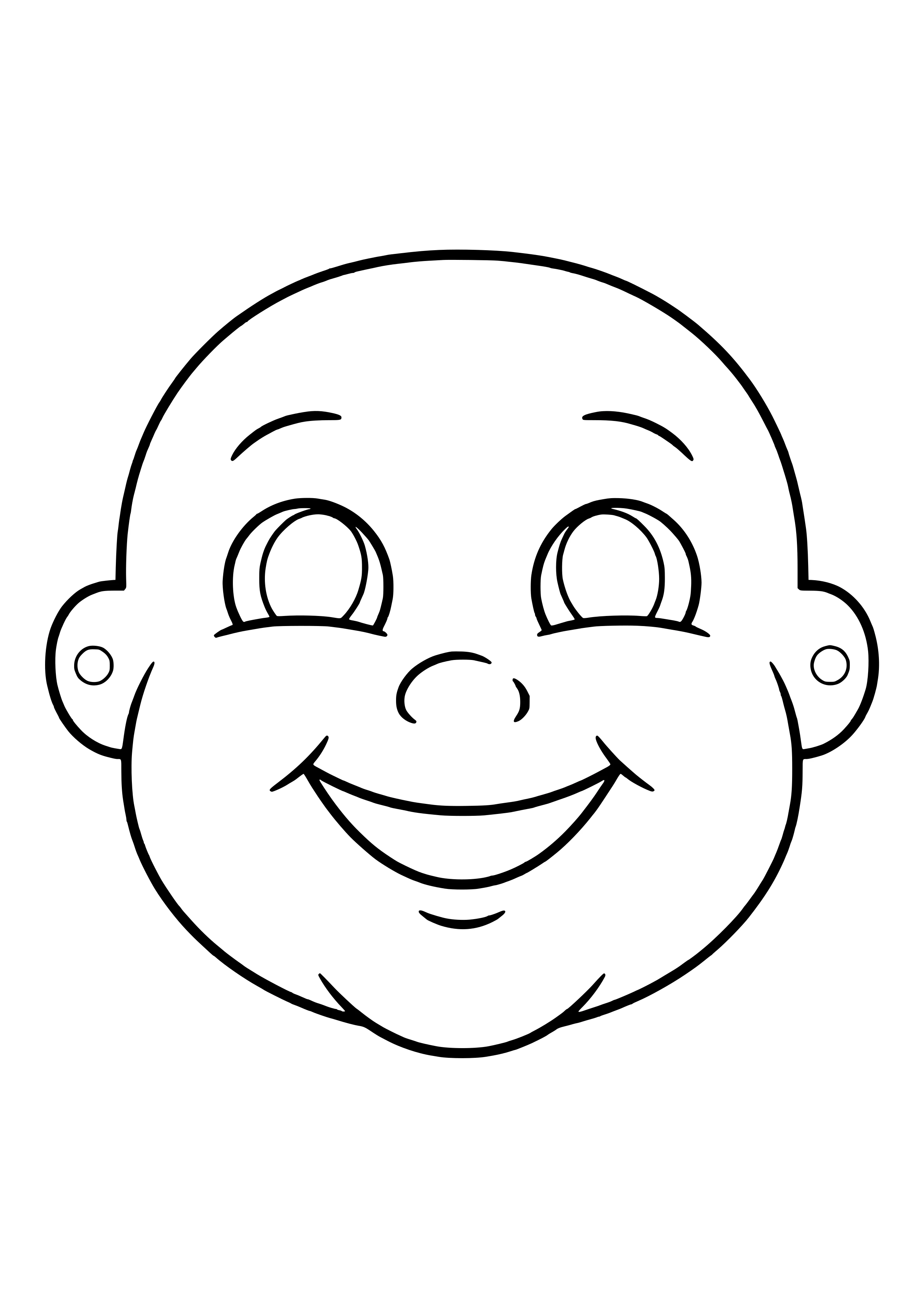 Gefühle-Maske Fröhlich mit rundem Kindergesicht, breitem Lachen und hochgezogenen Wangen zum Ausdrucken