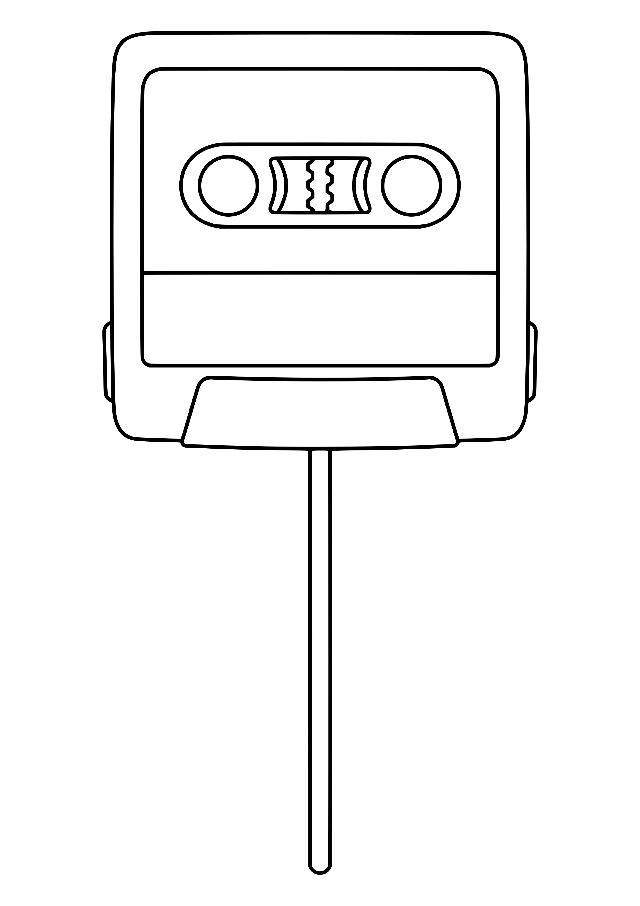 Retro cassette tape with two reels and a blank label as a photo booth prop on a stick, ready to print