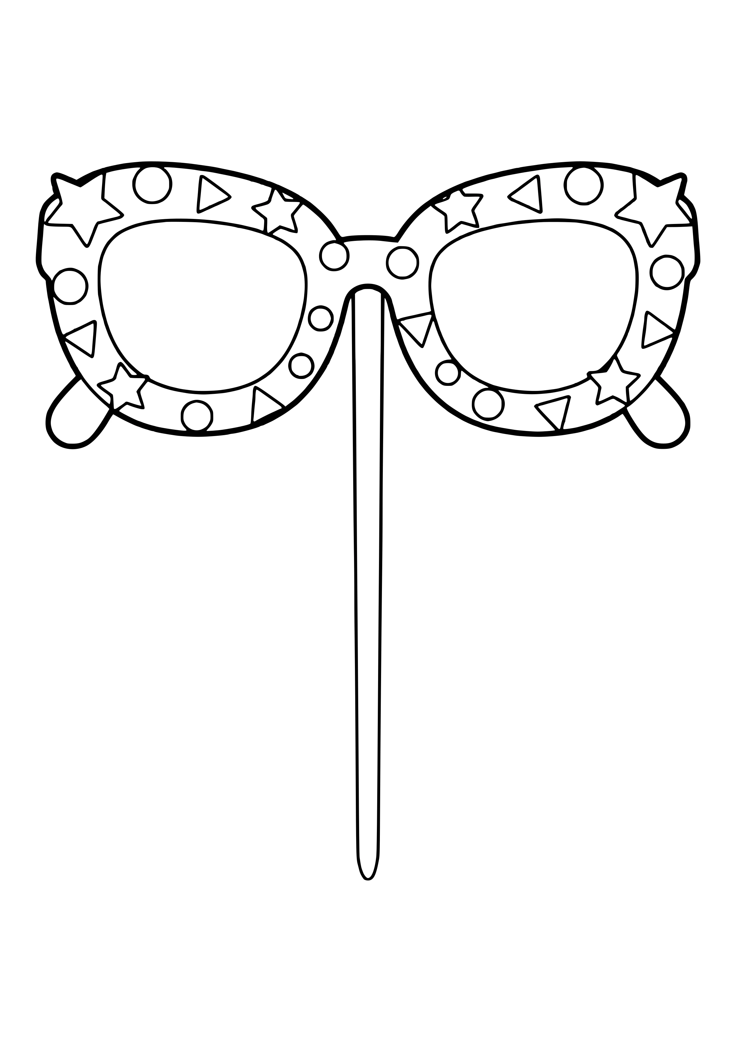 Silly party glasses with big stars and confetti shapes around the lenses as a photo prop, ready to print