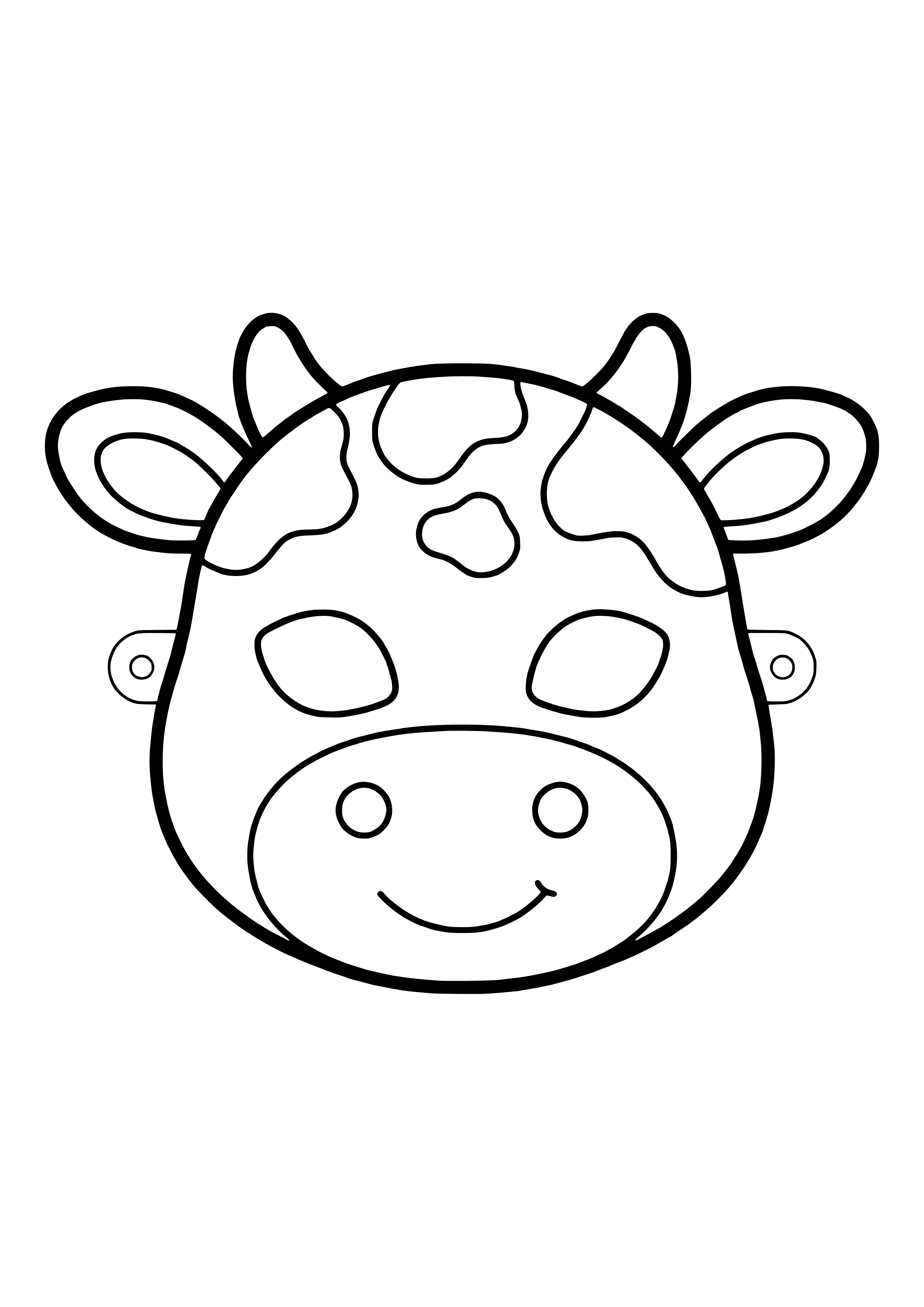 Kuh Maske mit kleinen Hörnern, großen Flecken und breiter Schnauze zum Ausdrucken