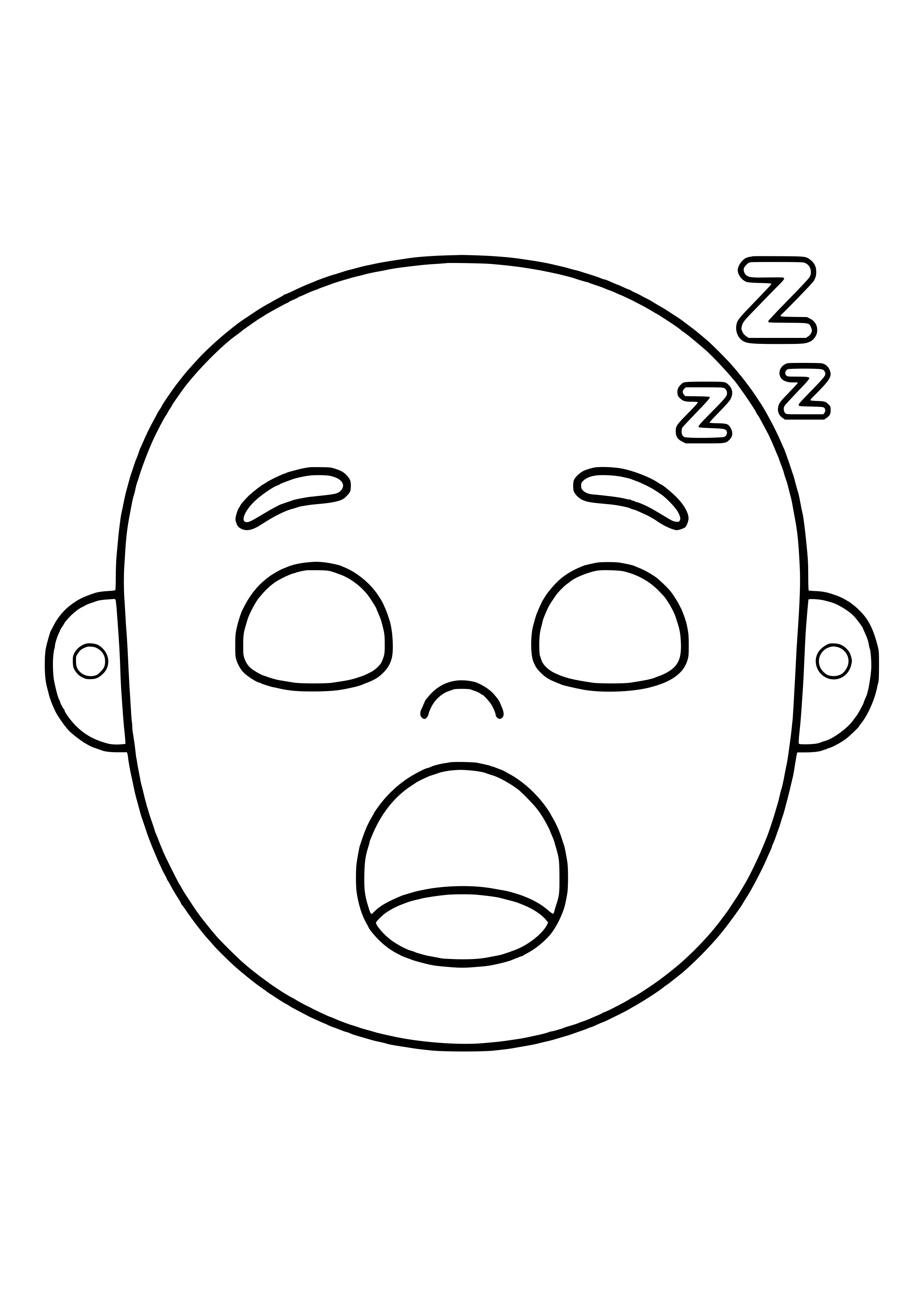 Gefühle-Maske Müde mit rundem Kindergesicht, gähnendem Mund und drei Zzz zum Ausdrucken