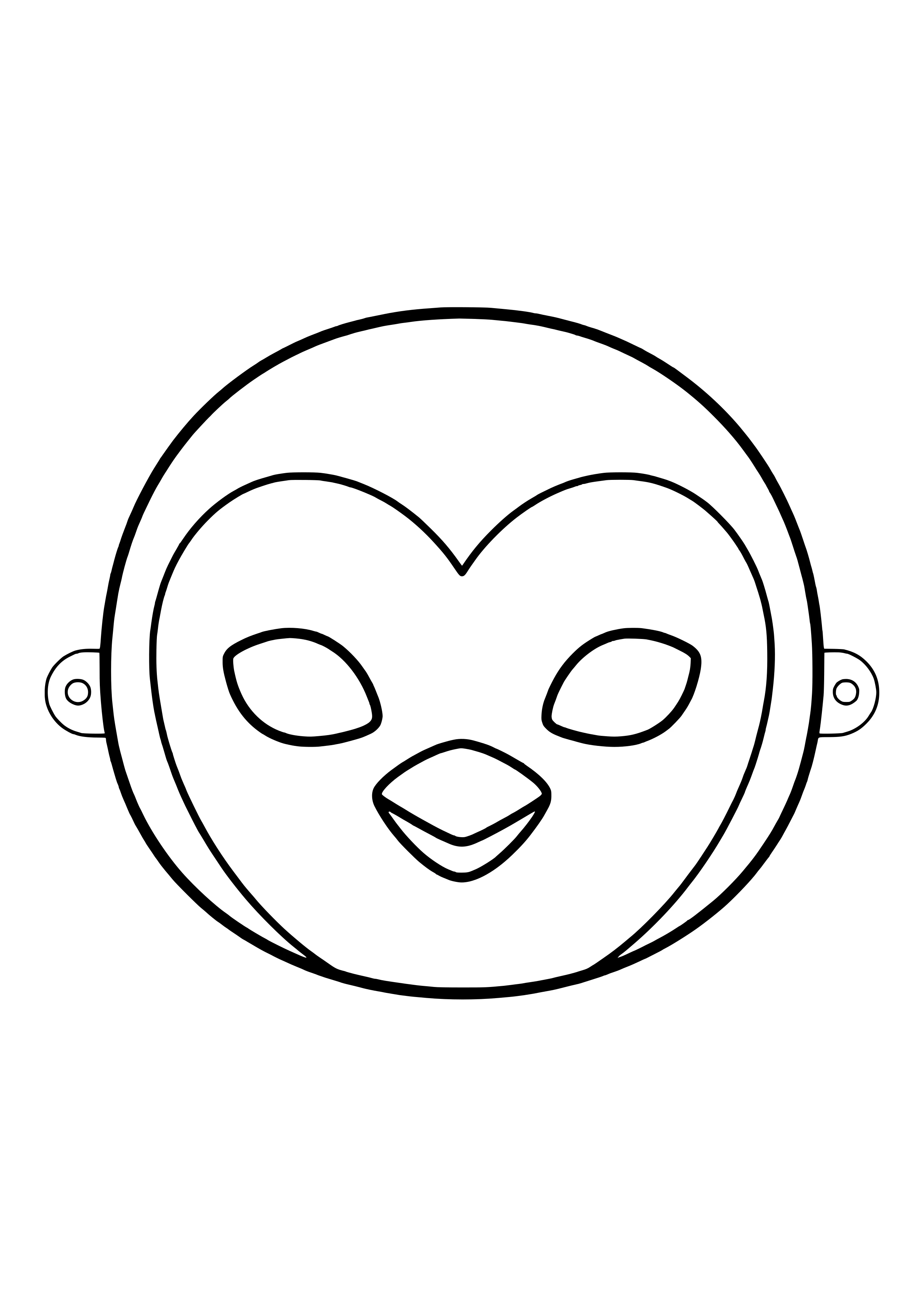 Penguin mask with a heart-shaped face and short beak, ready to print