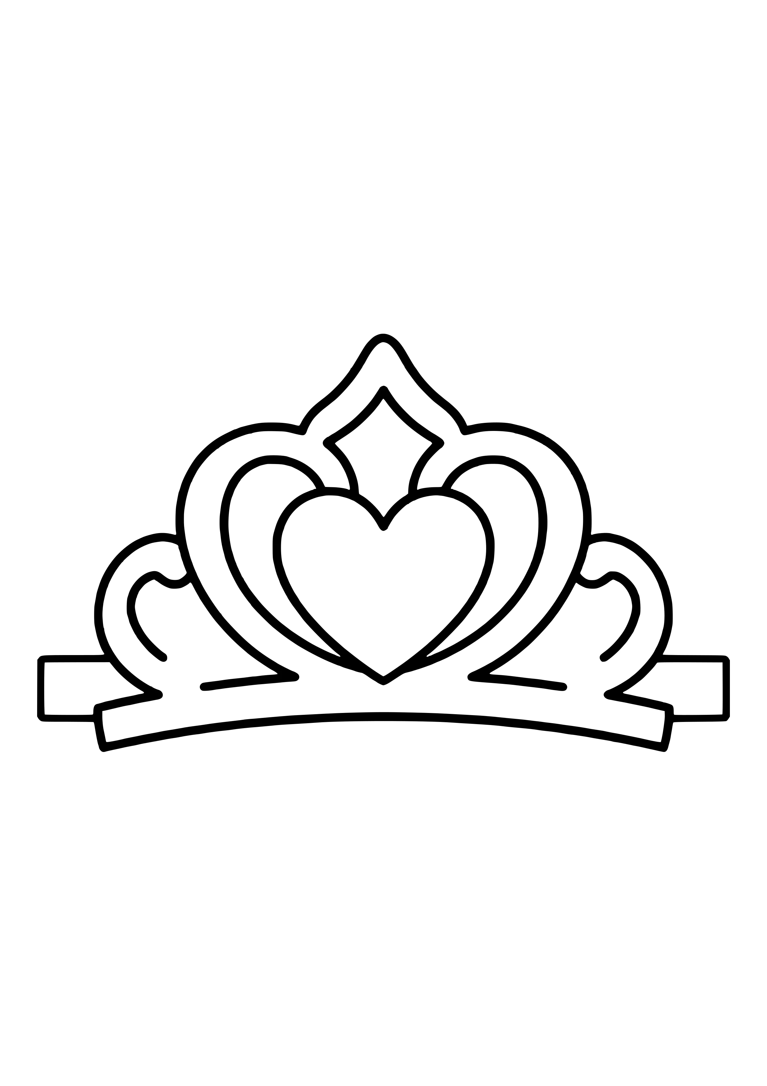 Zartes Prinzessinnen-Diadem mit großem Herz in der Mitte und geschwungenen Bögen zum Ausdrucken