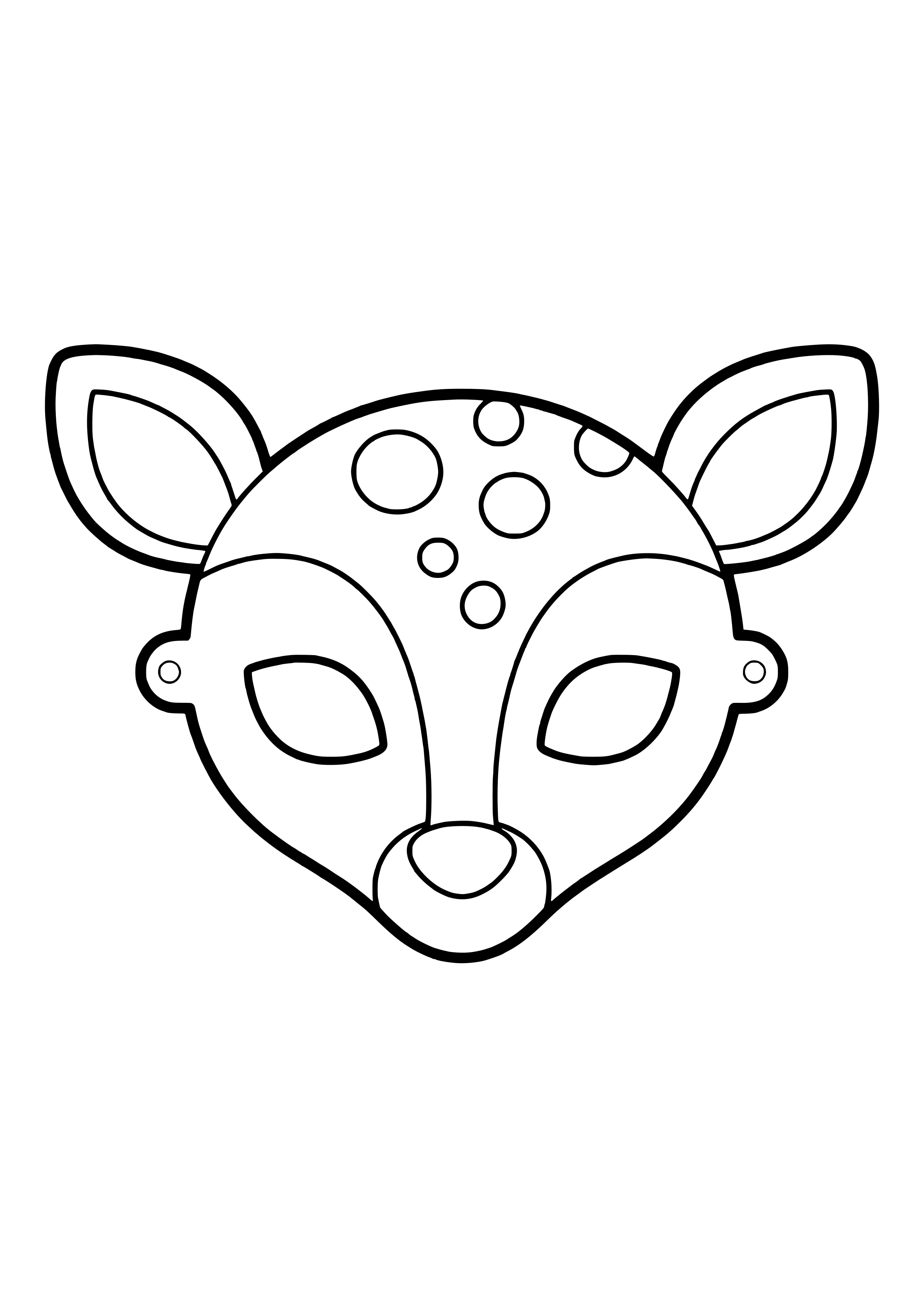 Reh Maske mit großen Ohren, Stirntupfen und schmaler Schnauze zum Ausdrucken