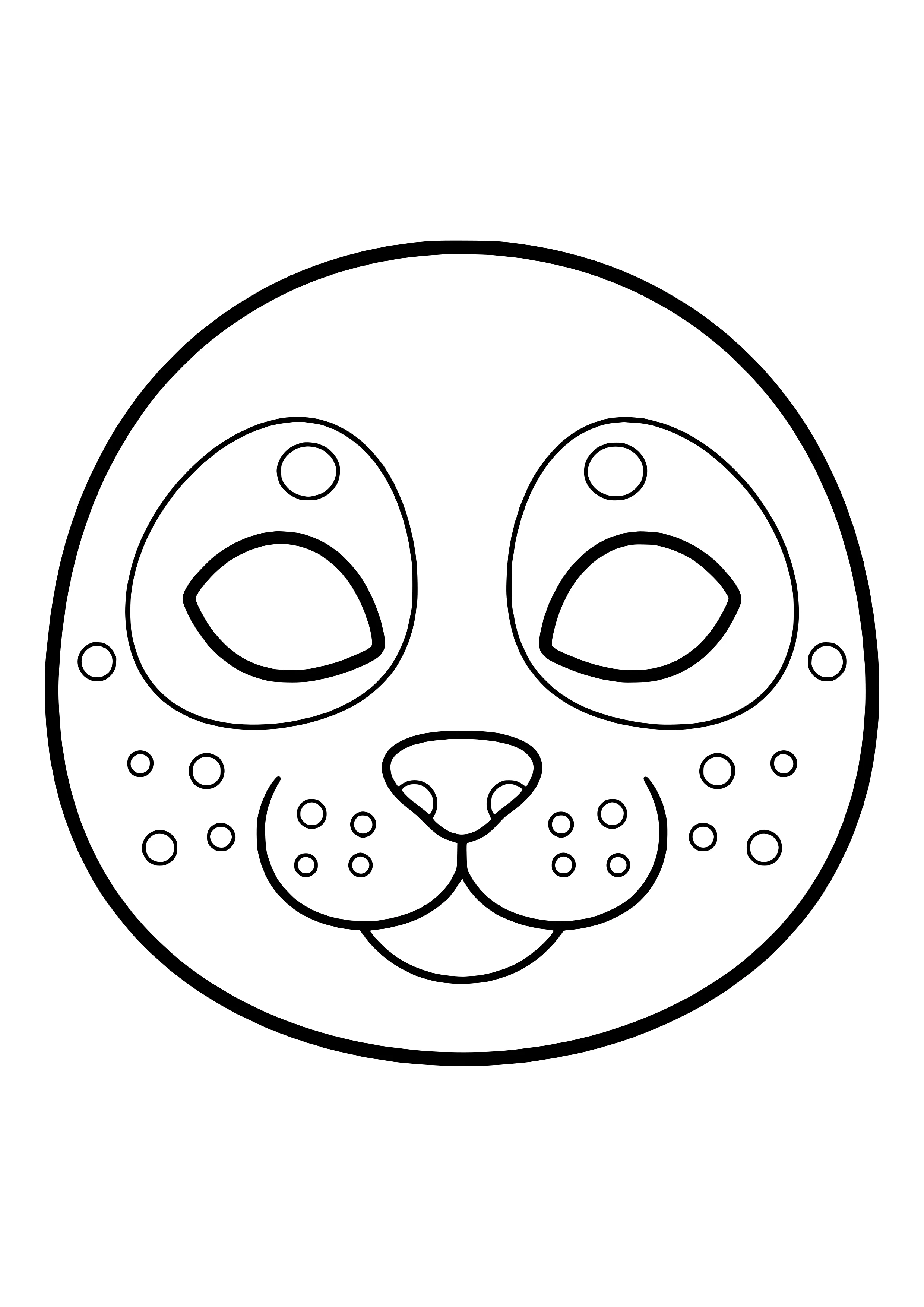 Knuffige Robbe mit großen Knopfaugen, Schnurrbart-Punkten und kleiner Nase zum Ausdrucken