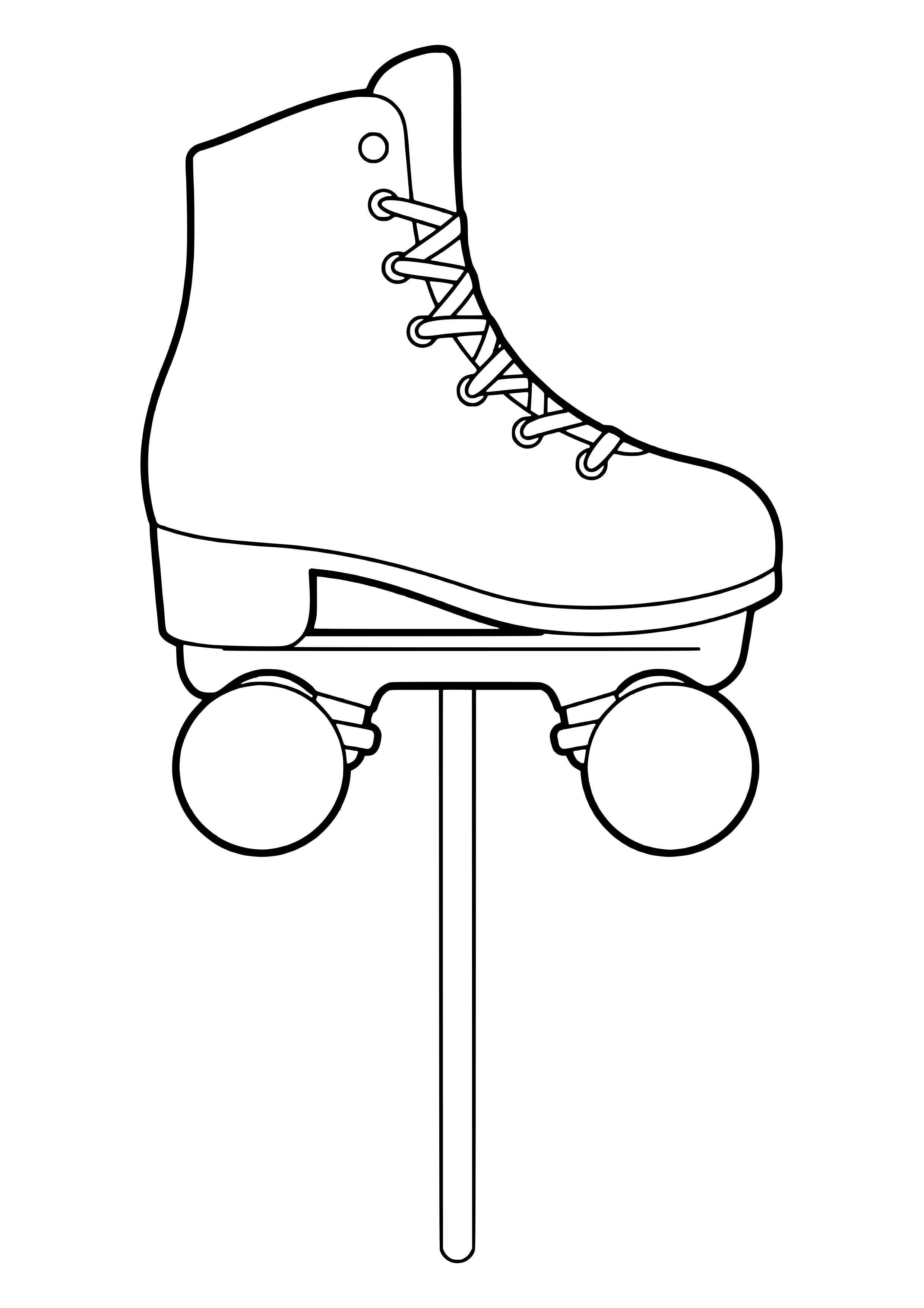 Retro roller skate with big wheels and laces as a photo booth prop on a stick, ready to print